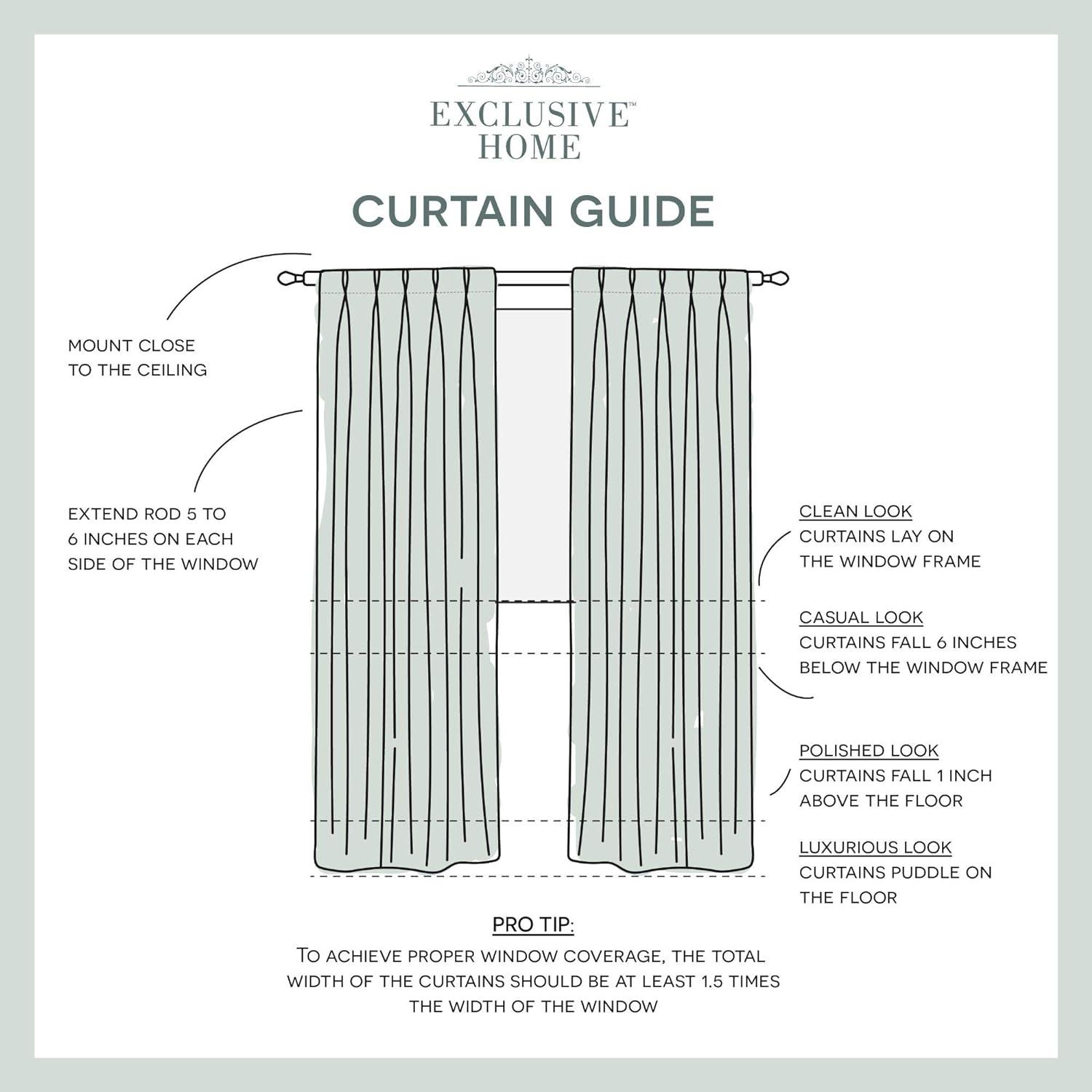 Set of 2 108"x52" Sateen Pinch Pleat Woven Blackout Back Tab Window Curtain Panel Vanilla: Thermal Insulated, Room Darkening - Exclusive Home