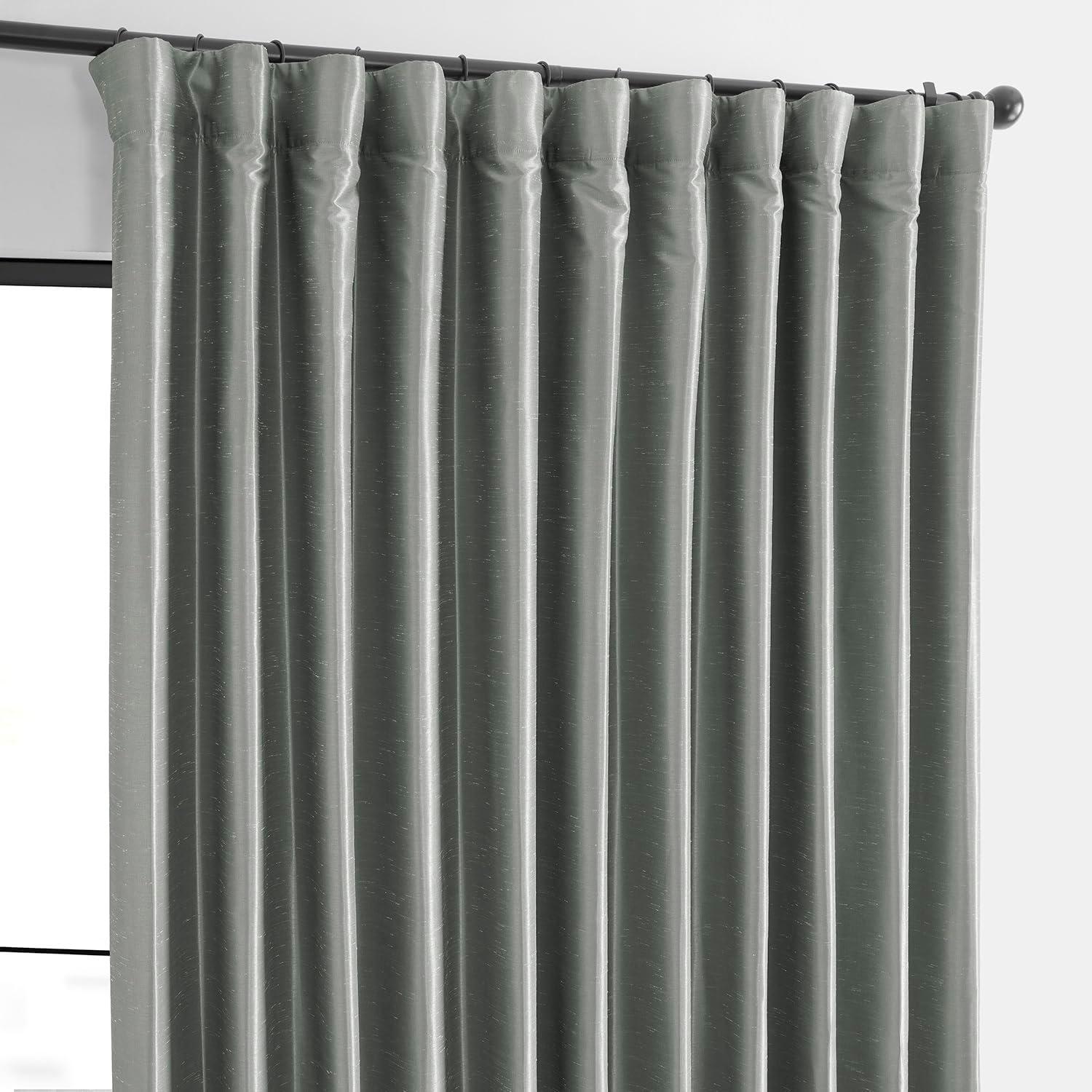 Silver Faux Silk Blackout Curtains 108 Inches Long