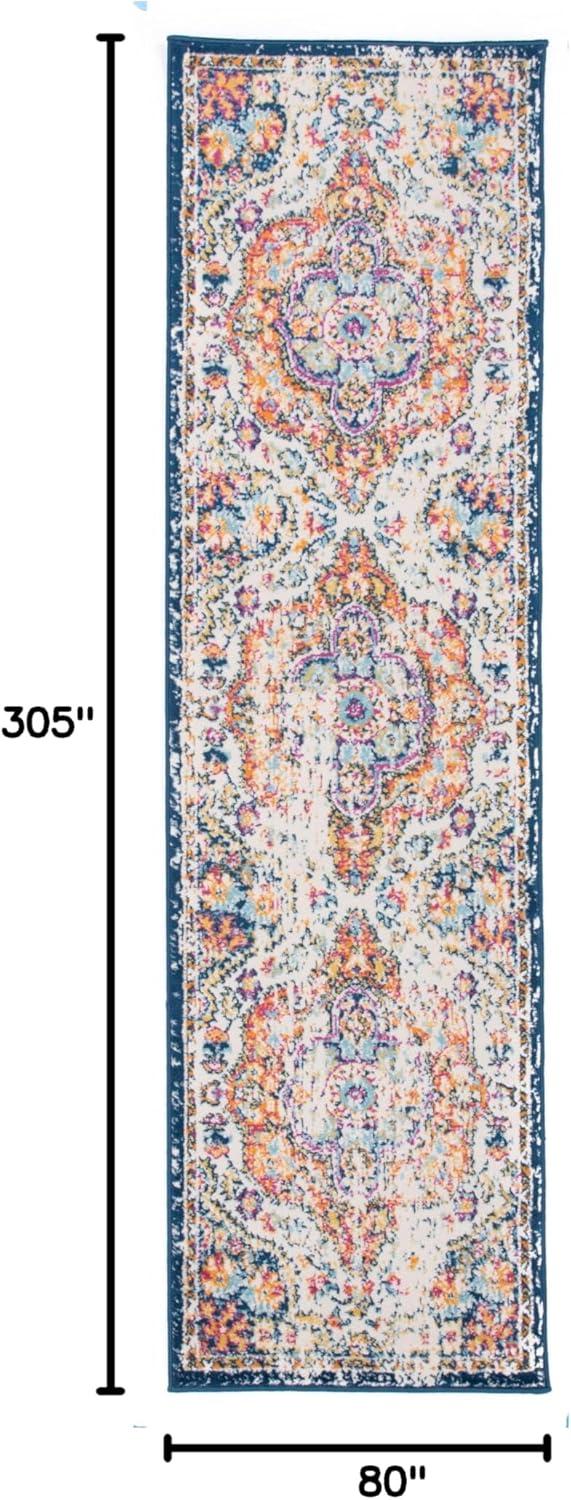 World Rug Gallery Distressed Vintage Bohemian Area Rug - Multicolored 2'7"x10'