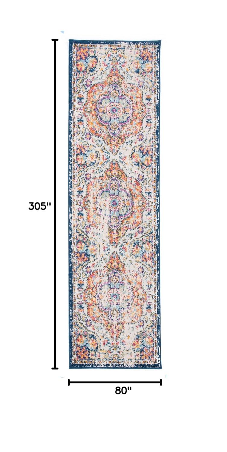 World Rug Gallery Distressed Vintage Bohemian Area Rug - Multicolored 2'7"x10'
