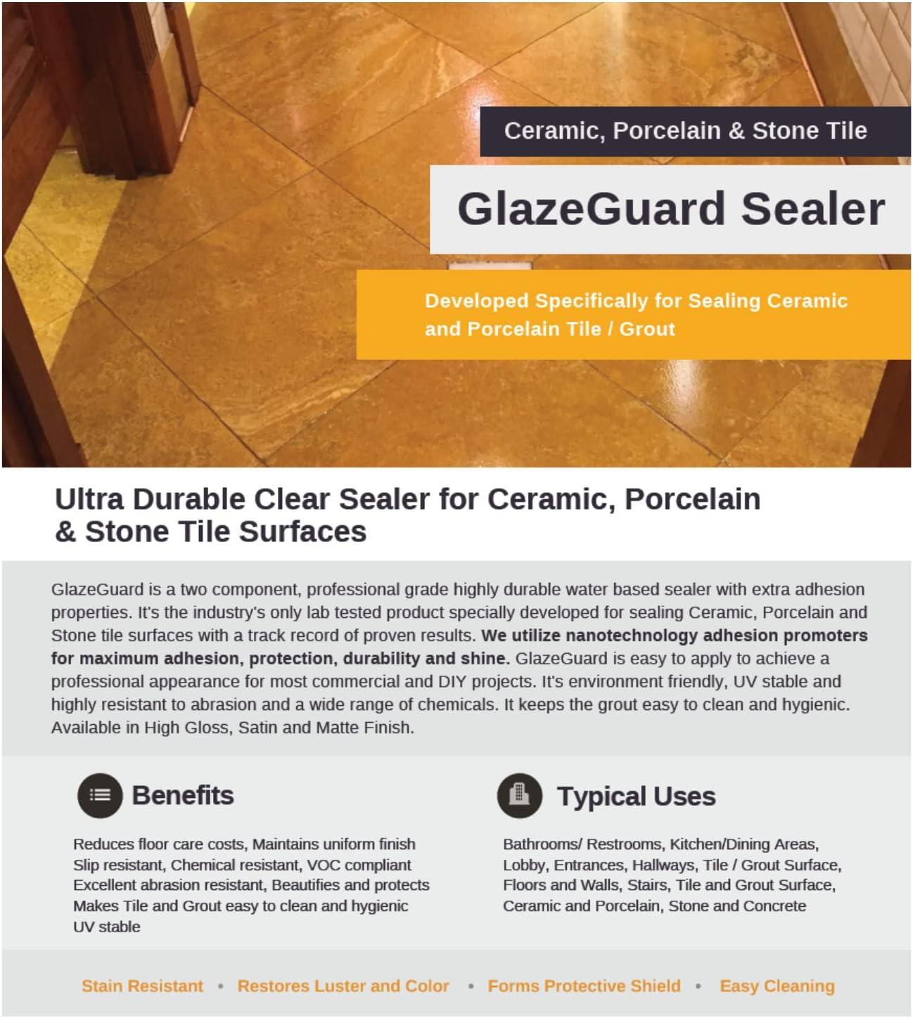 GlazeGuard Matte Ceramic & Porcelain Tile Sealer Flat Matte Natural Finish (3 Gal-2 Part Kit)