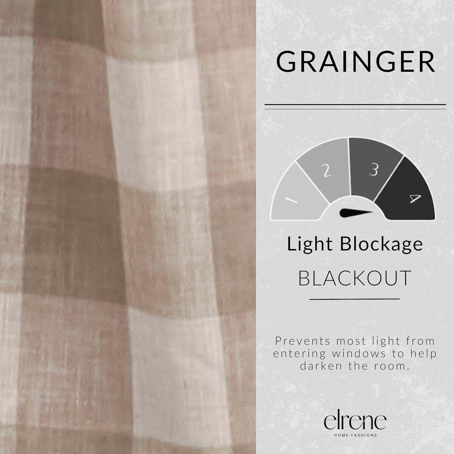 Elrene Grainger Buffalo Check Lined Room Darkening Single Window Curtain Panel - Elrene Home Fashions