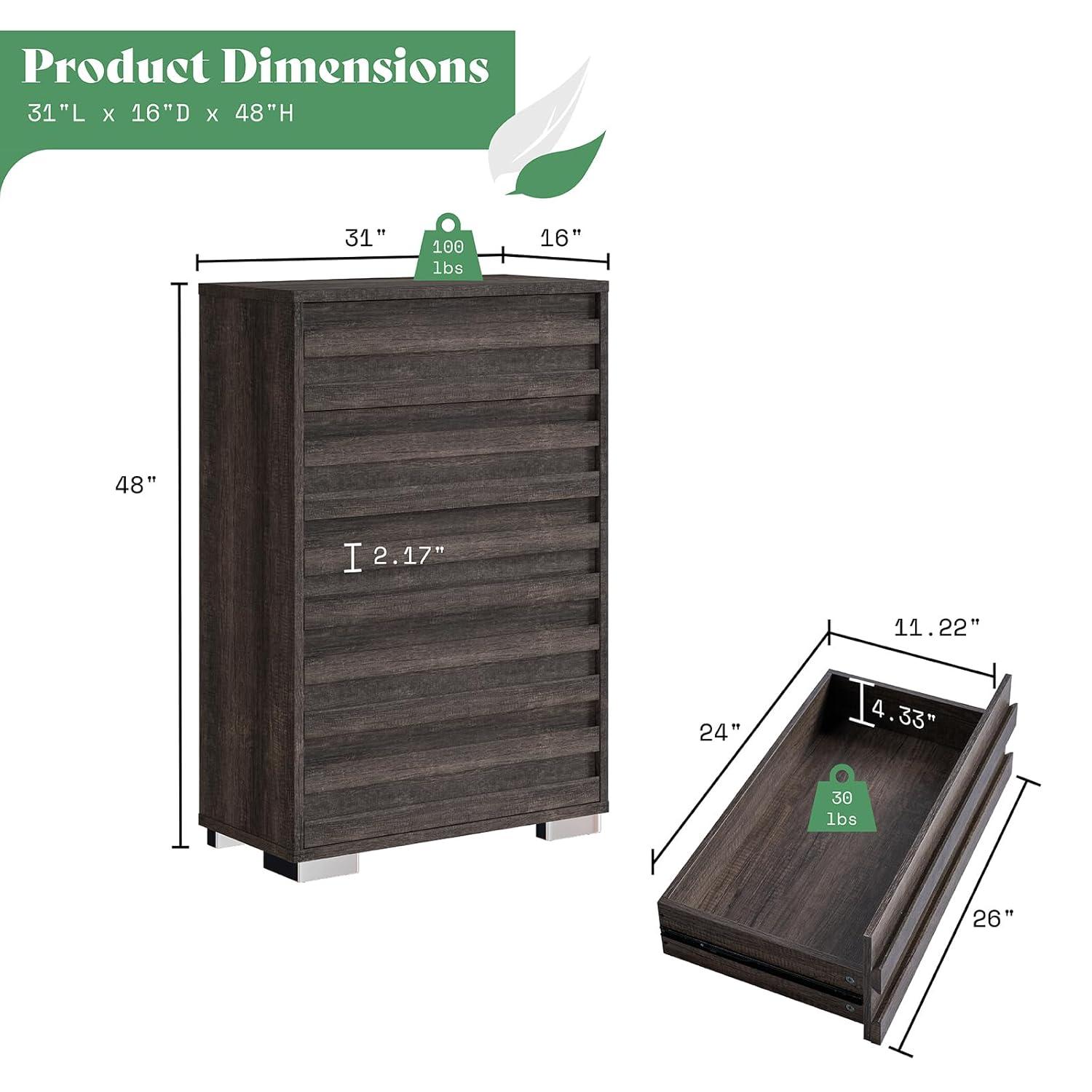 Louby 6 Drawers Dresser For Bedroom, 54" Wide Chest Of Drawers