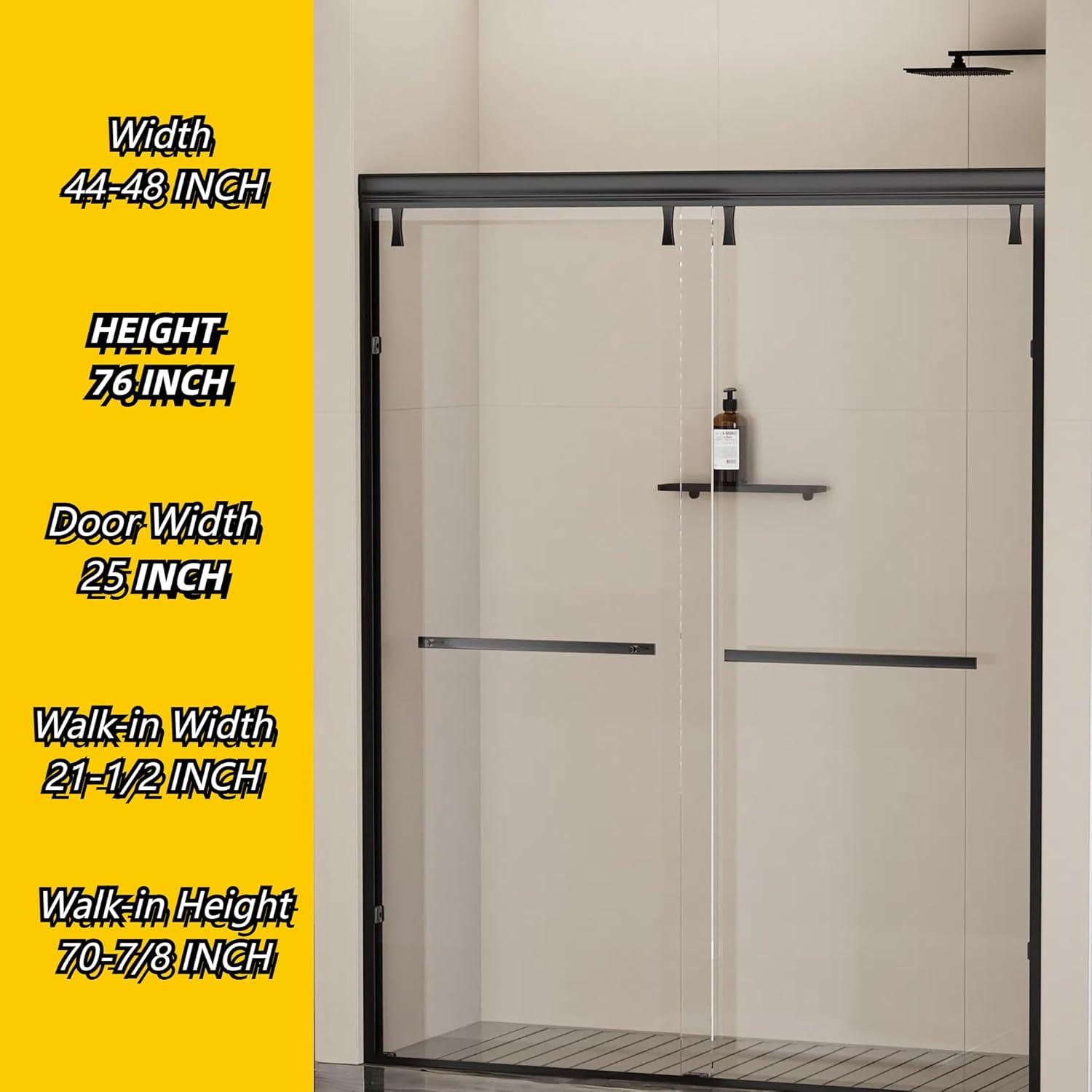 56-60 In. X 76 In Double Sliding Shower Door, 5/16 In Clear Tempered Glass Easy-Clean Coating Chrome