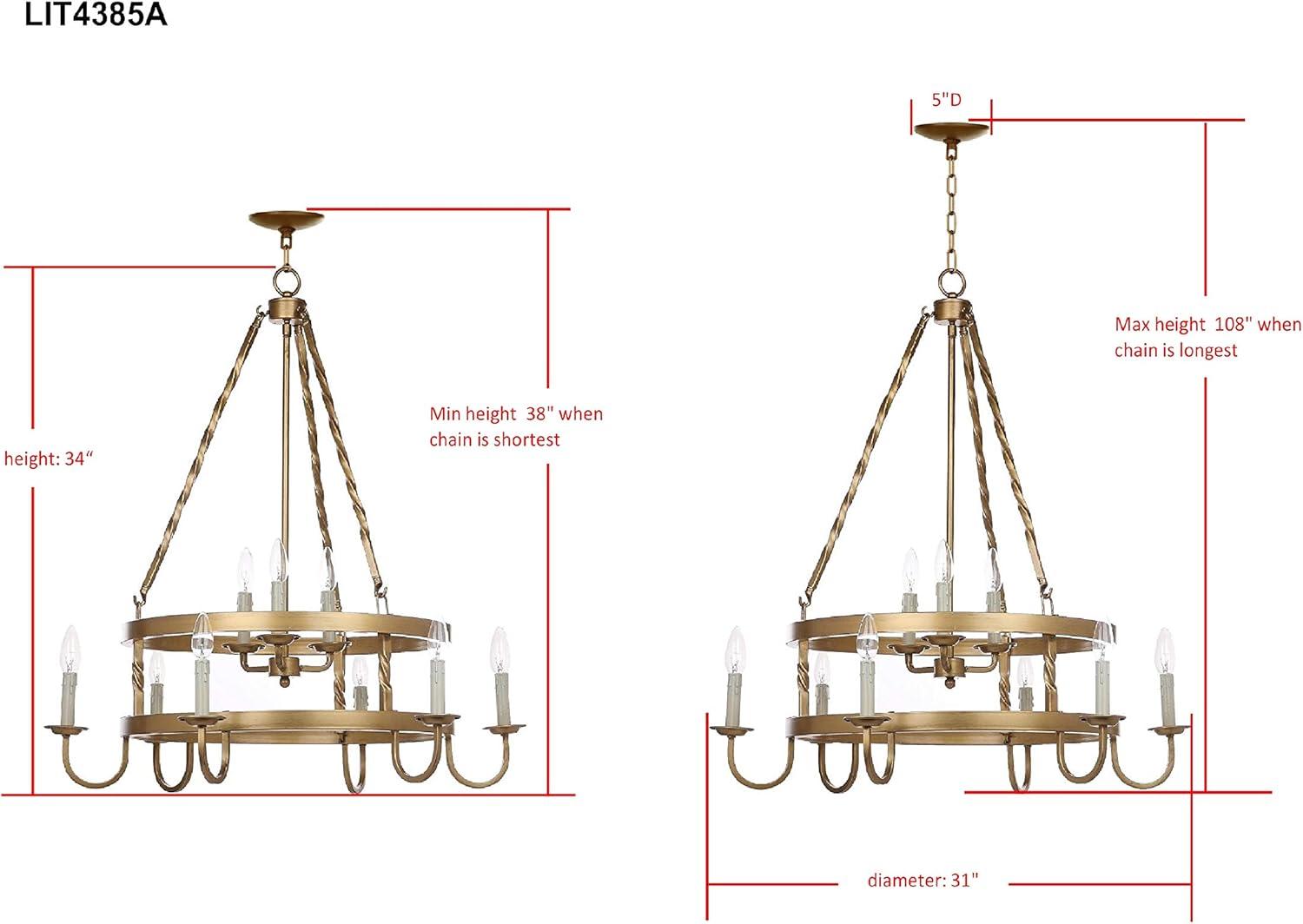 Safavieh Crowley 31 in. Dia. Adjustable Chandelier, Gold