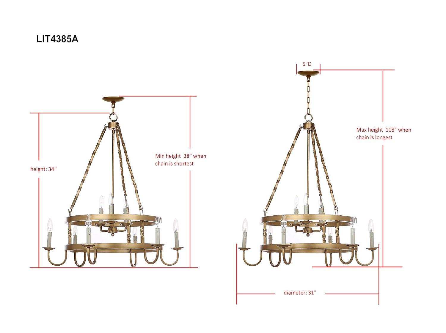Crowley Chandelier - LIT4385 - Brass - Safavieh