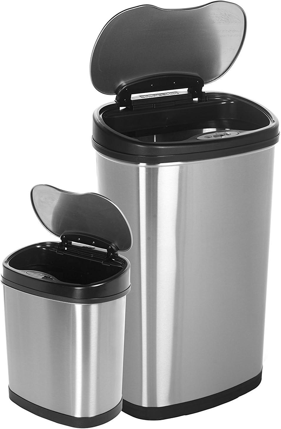 Nine Stars Combo 13gal/50L and 3.2gal/12L Motion Sensor Step Trash Can