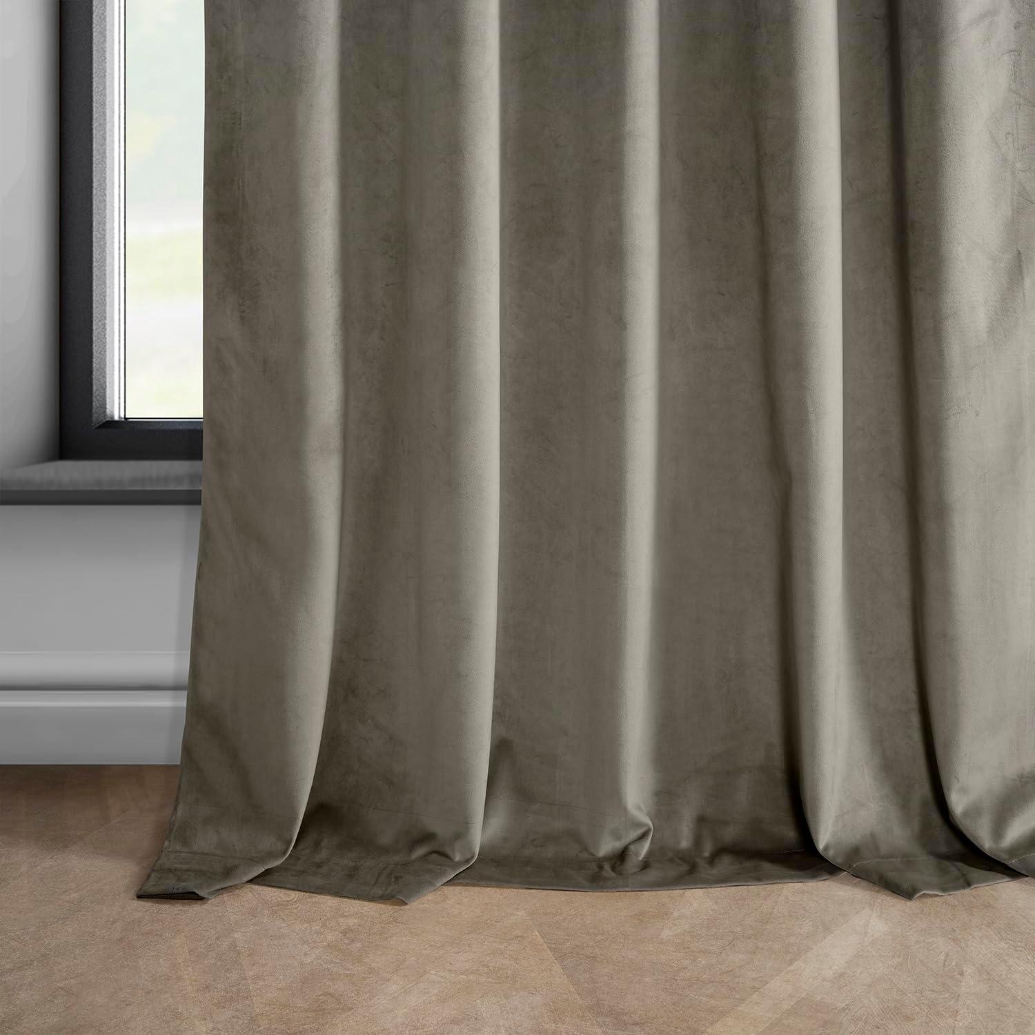 HPD Half Price Drapes Gallery Cortinas Oscurecedoras de Terciopelo de Felpa Color Topo para Dormitorio y Sala de Estar (1 Panel), Cortinas de Ventana de 84 Pulgadas de Largo, Cortinas y Cortinas con Bolsillo para Barra, 50 Ancho X 84 L