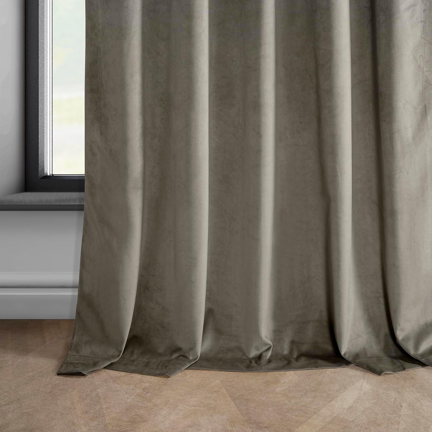 HPD Half Price Drapes Gallery Taupe Heritage Plush Velvet Room Darkening Curtains for Bedroom & Living Room Curtains (1 Panel), Window Curtains 84 inches long, Rod Pocket Curtains & Drapes,50W X 84L
