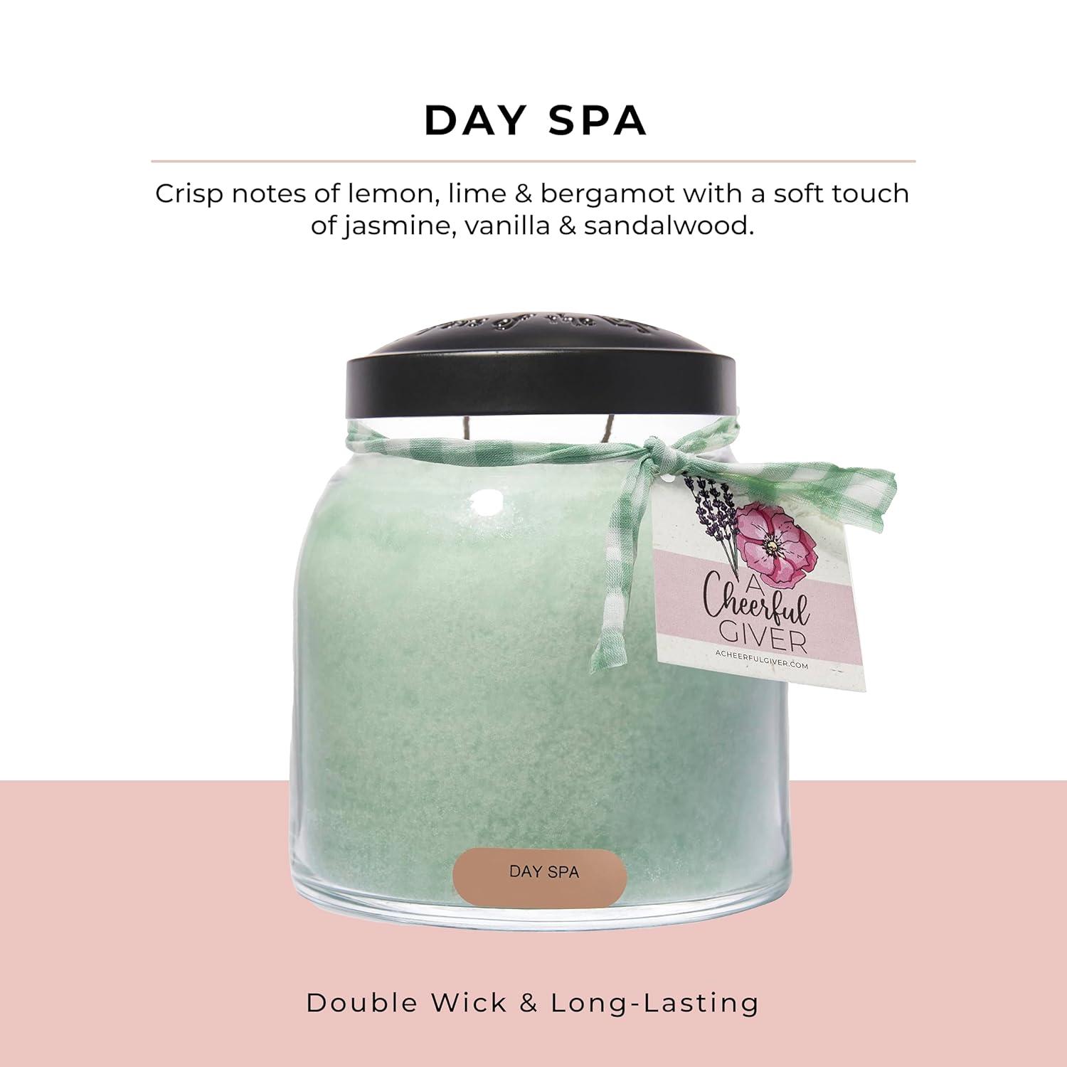 A Cheerful Giver — Day Spa - 34oz Papa Scented Candle Jar with Lid - Keepers of the Light - 155 Hours of Burn Time, Gift Candle, Green