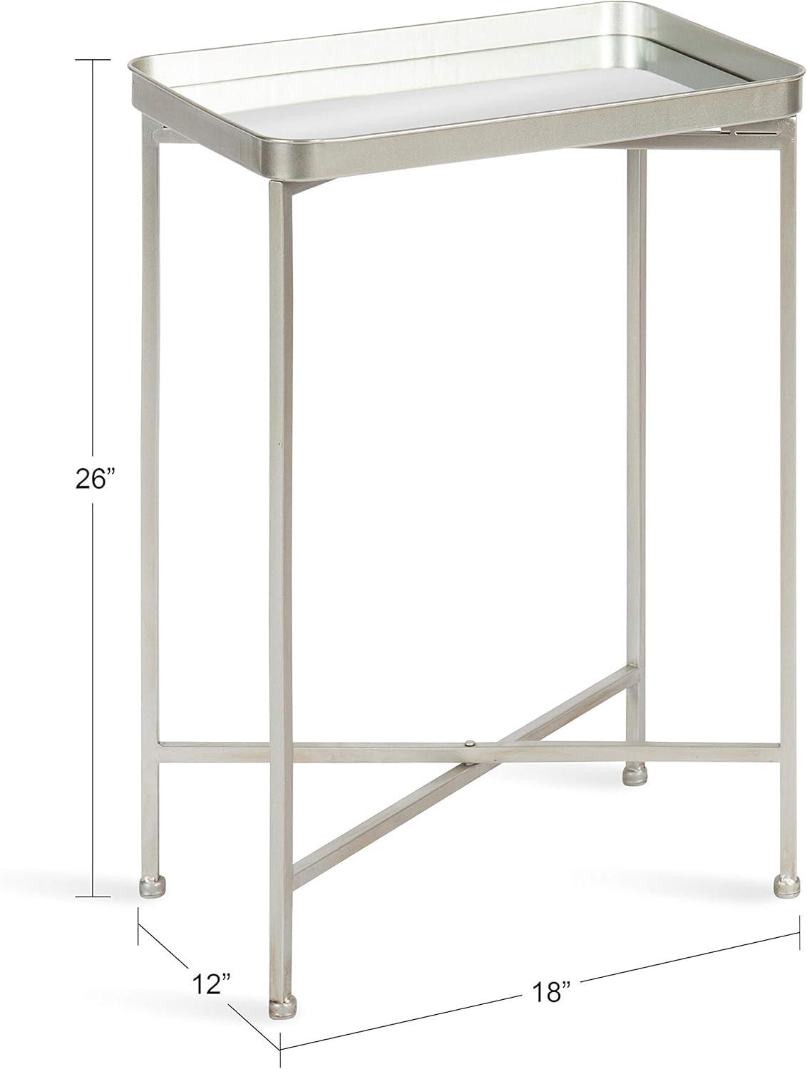 Kate and Laurel Celia Rectangle Metal Side Table, 18x12x26, Silver