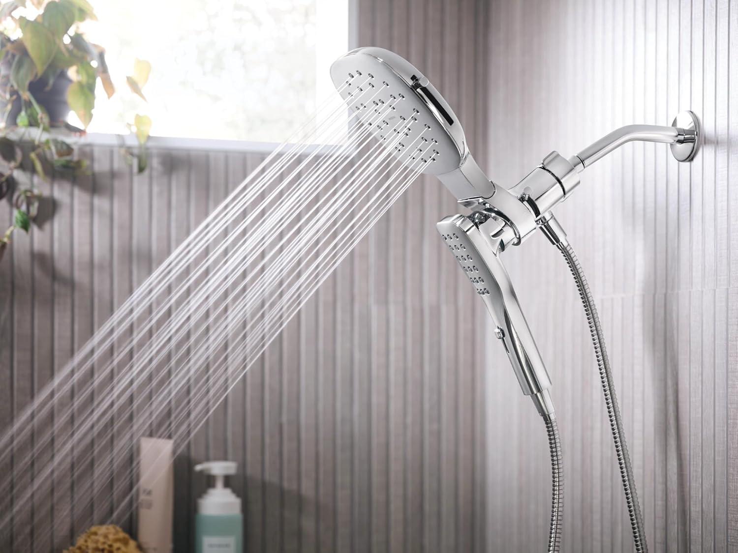 Chrome Square Dual Rain Shower Head with Handheld