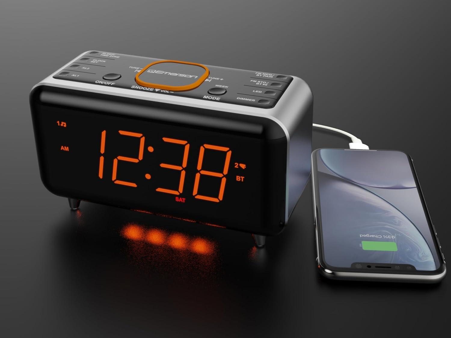 Emerson SmartSet Dual Alarm Clock Radio with Bluetooth Speaker and 1.4" Orange LED Display, CKS1521