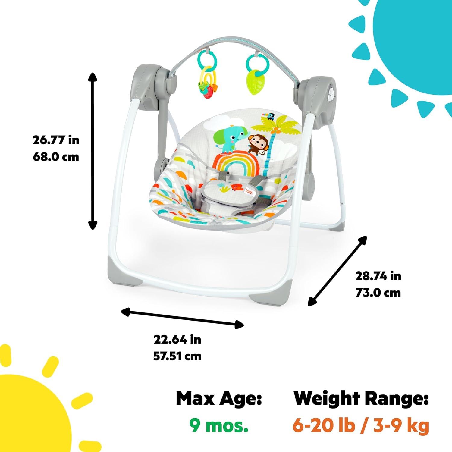 Bright Starts Playful Paradise Portable Compact Baby Swing - Unisex - Green