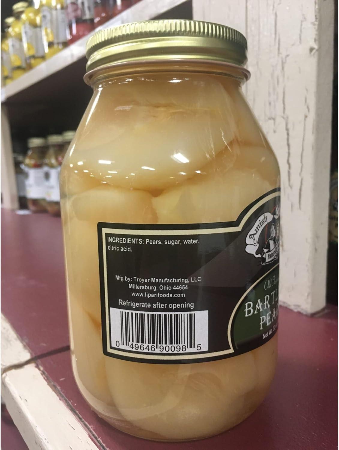 Amish Wedding All Natural Old Fashioned Bartlett Pears, 32 oz jar
