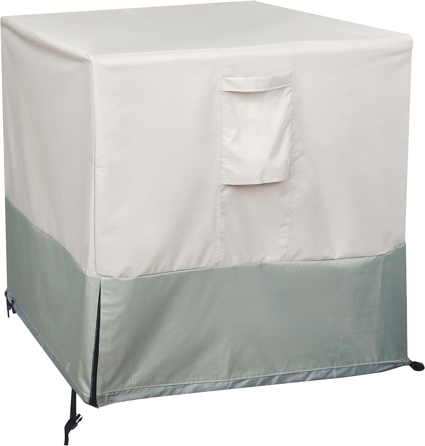 Waterproof Heavy Duty Beige and Gray AC Cover, 30x30x32 inches