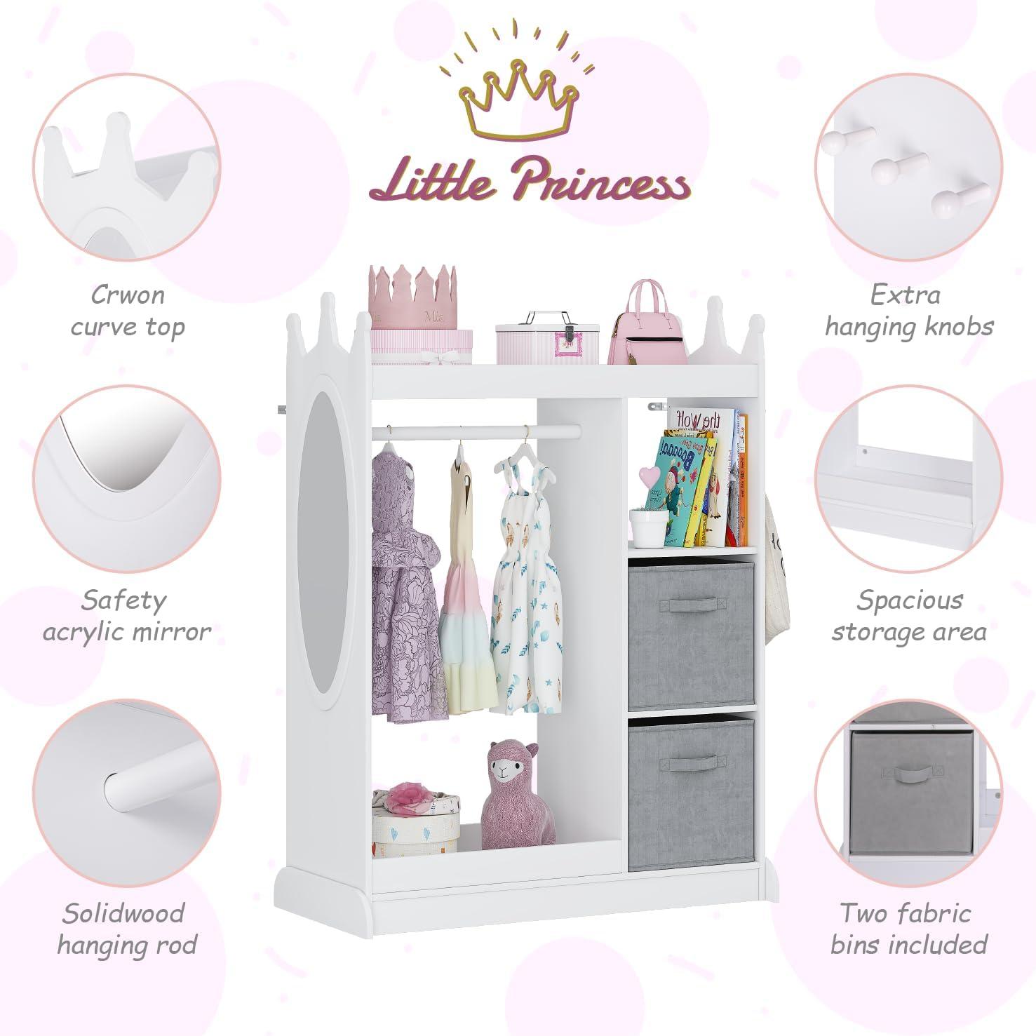 UTEX Kids Dress up Storage with Mirror and Storage