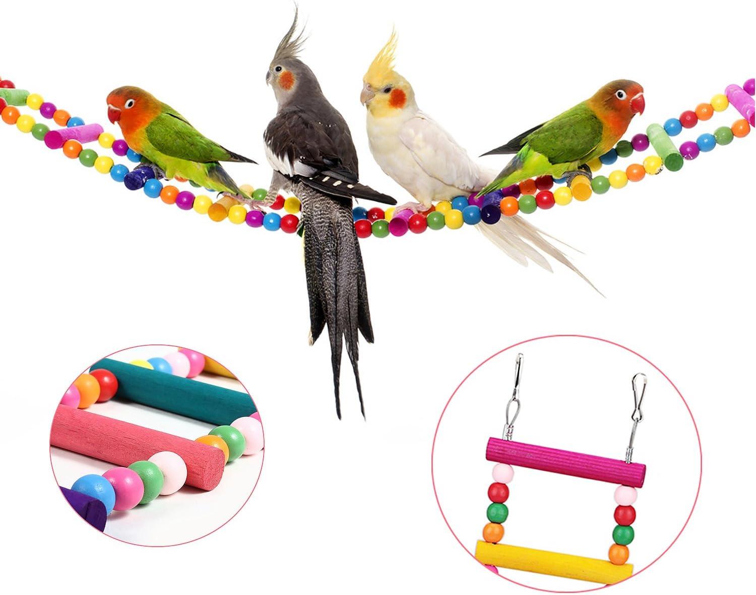 Colorful Wooden Ladder Swing for Small Birds and Pets