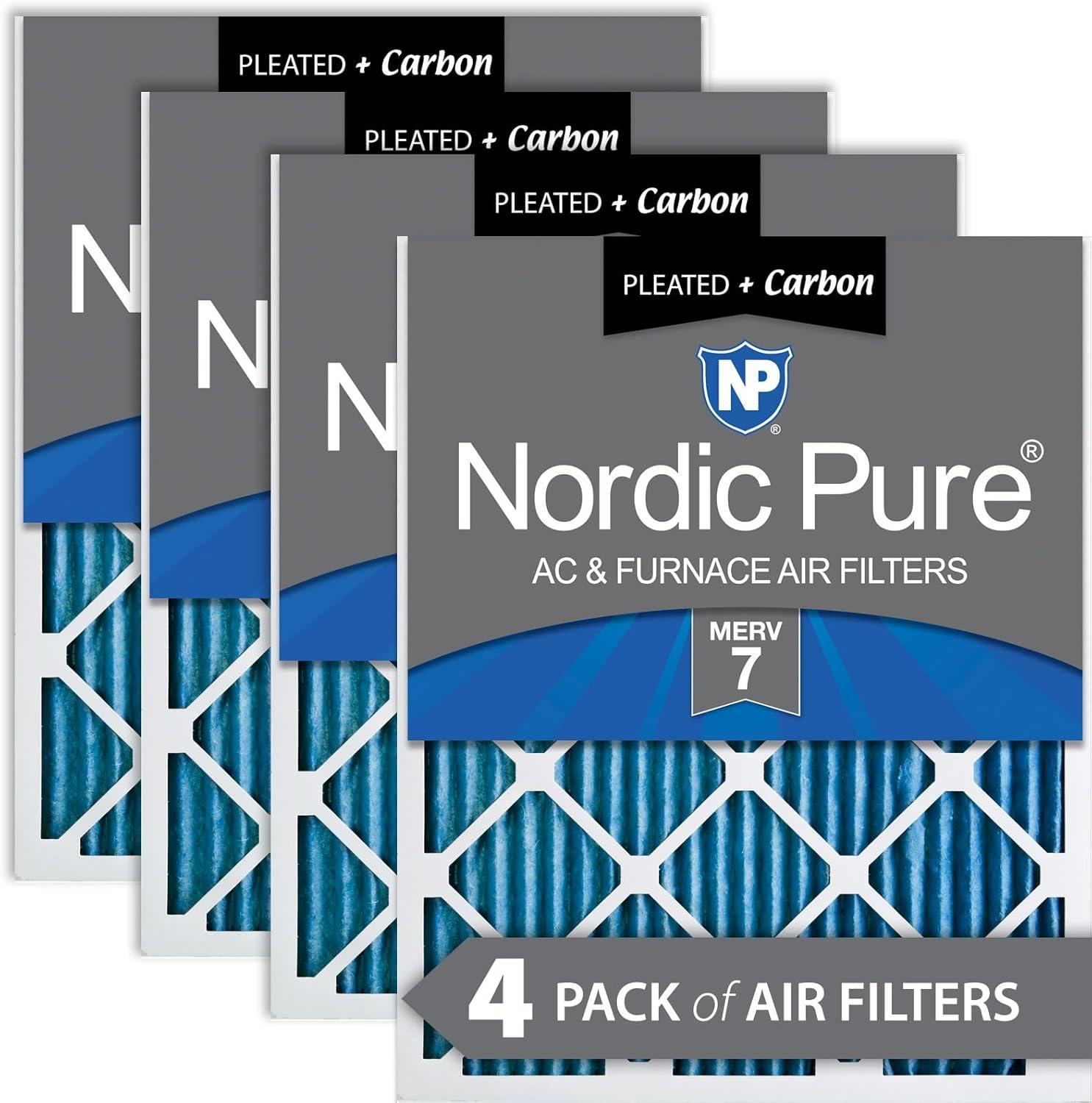 16x20x1 (15_1/2x19_1/2) Pleated Air Filters MERV 7 Plus Carbon 4 Pack