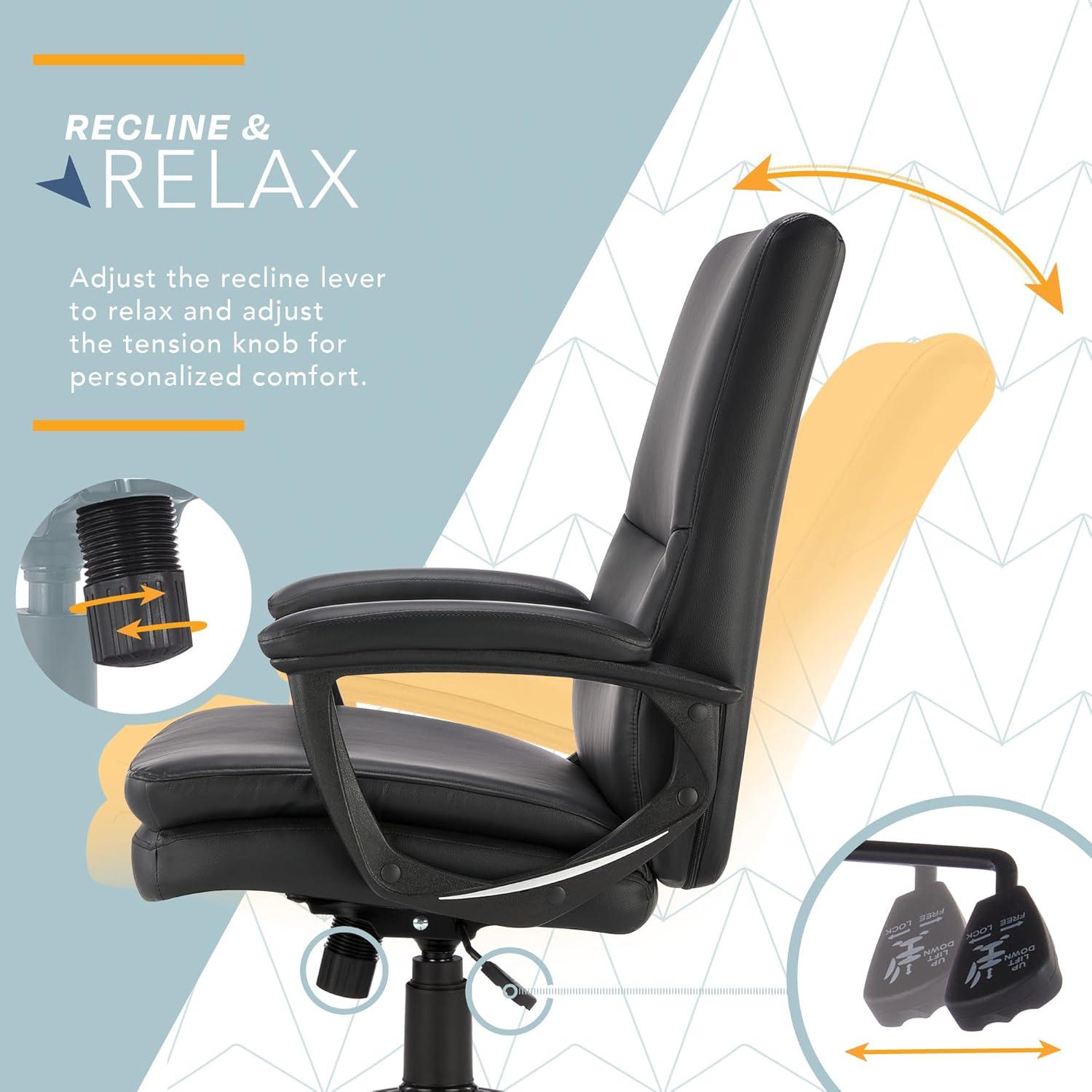 CLICK365 Click365 Classic Comfort Executive Office Chair, Ergonomic Mid-Back, Double-Layer Seat Cushion