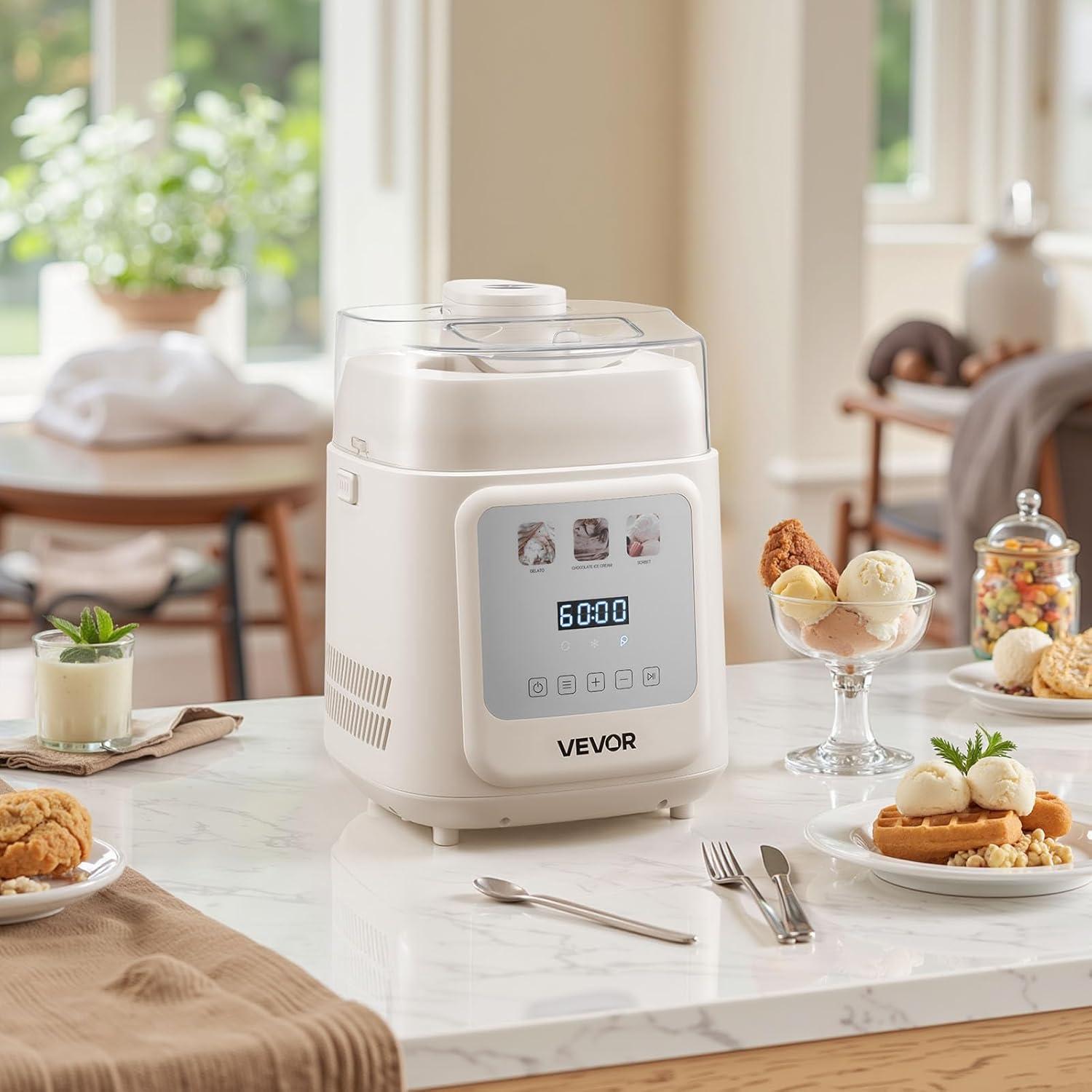 BENTISM Máquina para Hacer Helados Comercial, Rendimiento de 22-30 L/h, Máquina para Servir Suave con Encimera de 2350 W con Tolva de 2x6 L, Panel LCD de 2 L, Alarma de Falta de Hinchamiento, Máquina para Hacer Yogur Congelado para Bar de Snacks de Restaurante