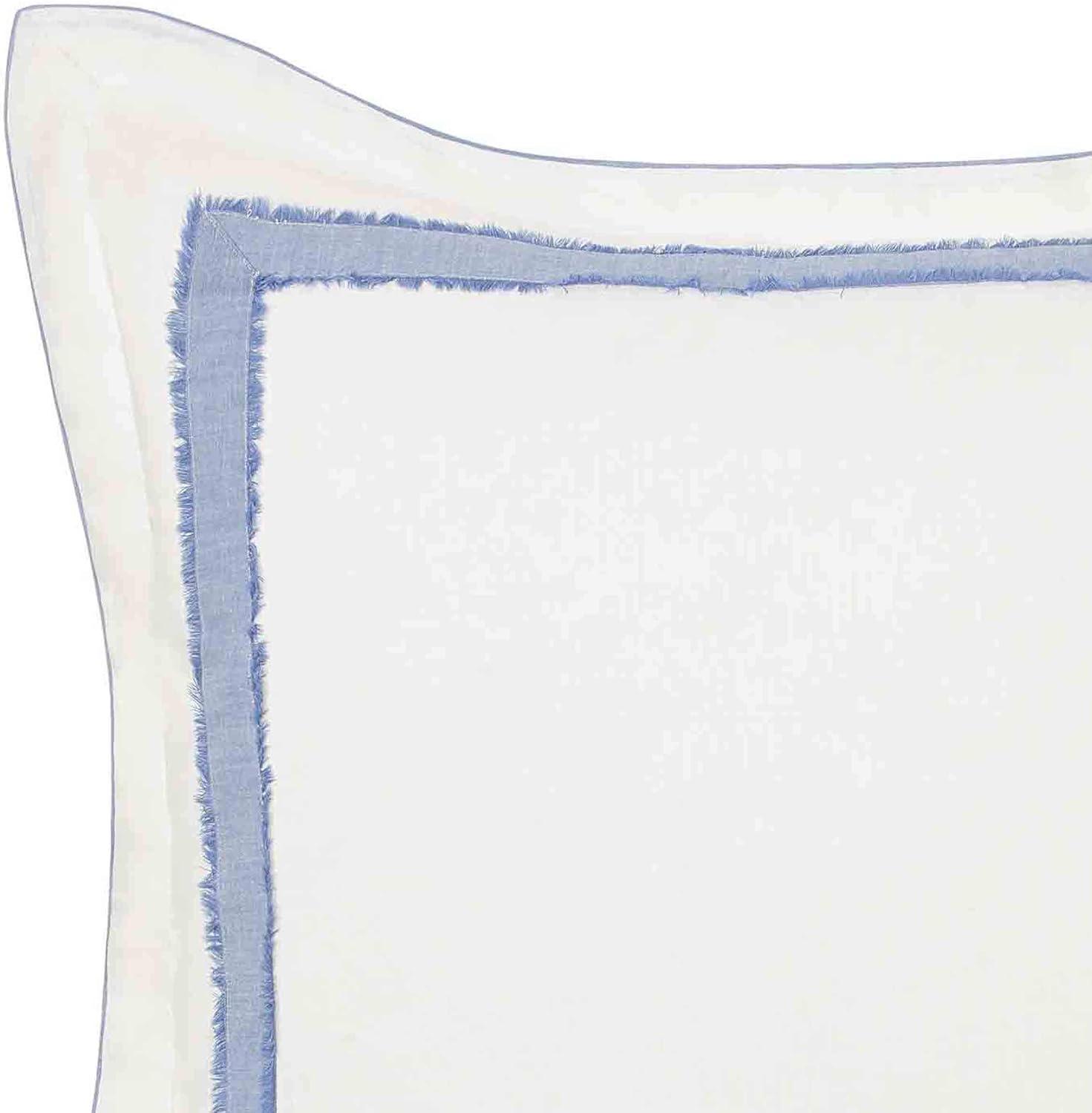 Blue and White Embroidered Cotton Euro Sham