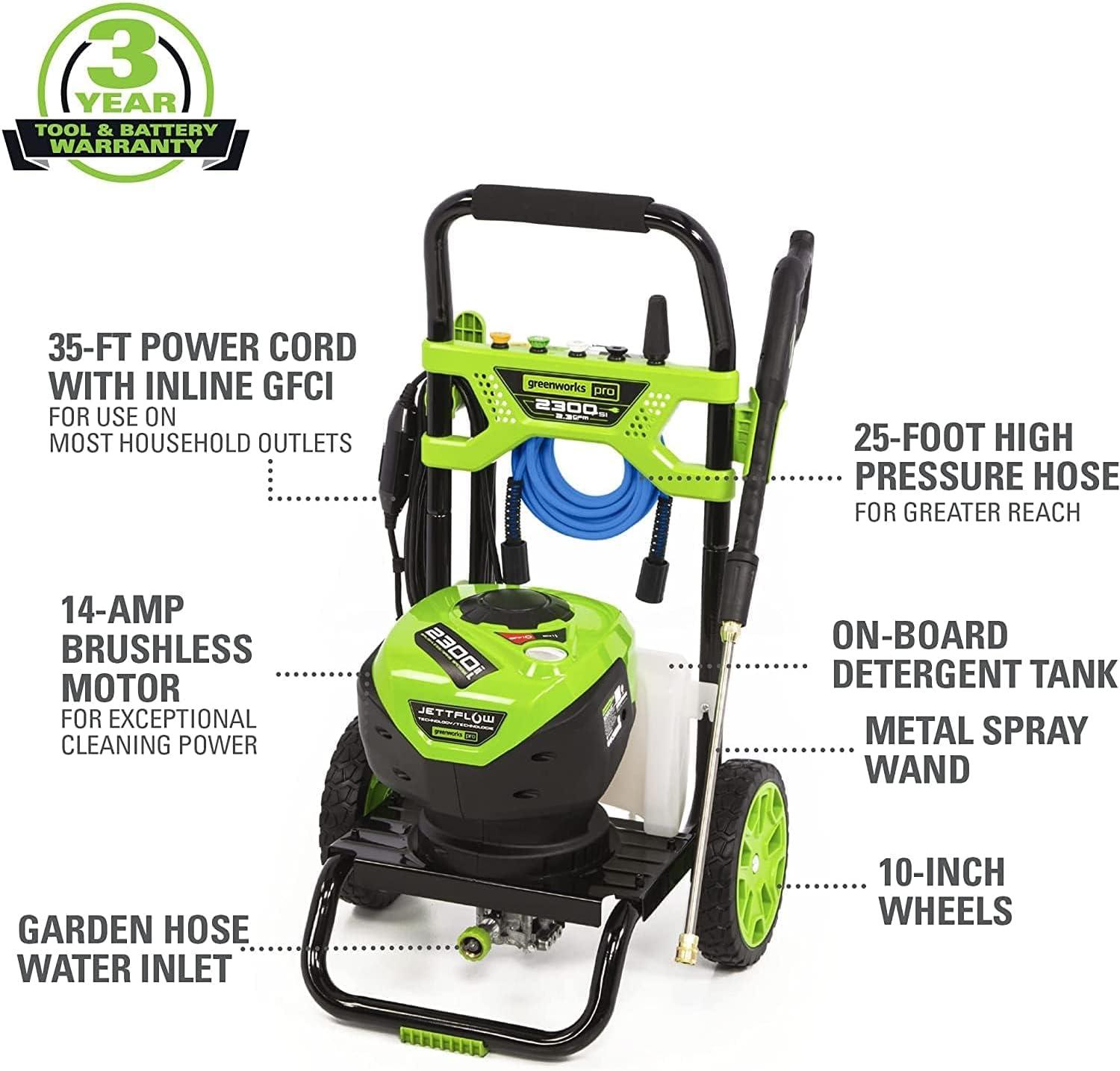 Greenworks 2300-PSI at 2.3 GPM AC Electric 120V Brushless Pressure Washer 5118002VT