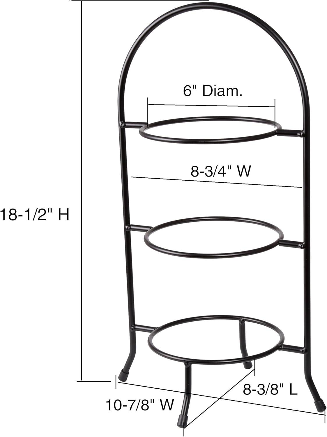 Matte Black Iron 3-Tier Round Dessert Plate Rack