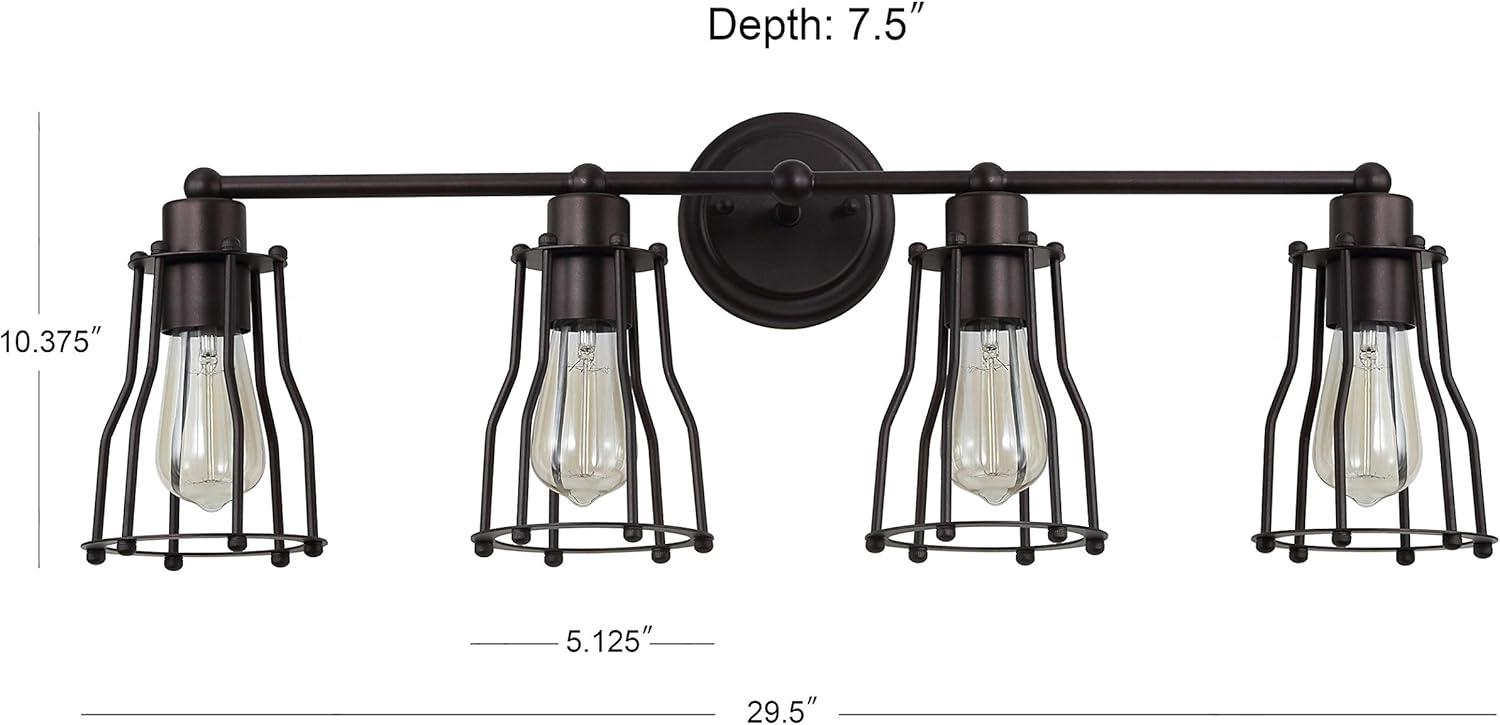 Florence 29.5" Oil-Rubbed Bronze Industrial Vanity Light with Clear Metal Shade