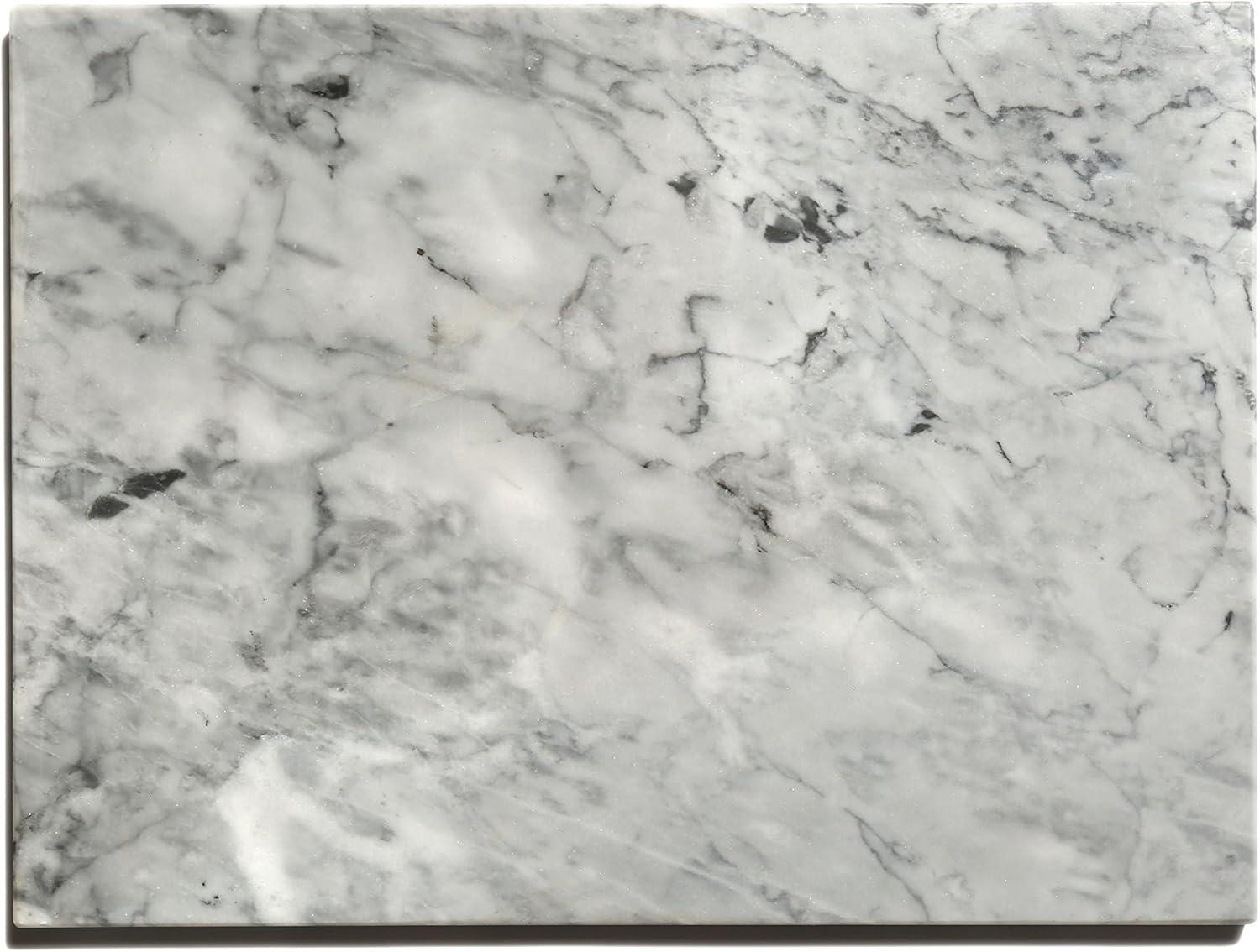 Premium Rectangular Non-Stick Marble Pastry Board with Rubber Feet