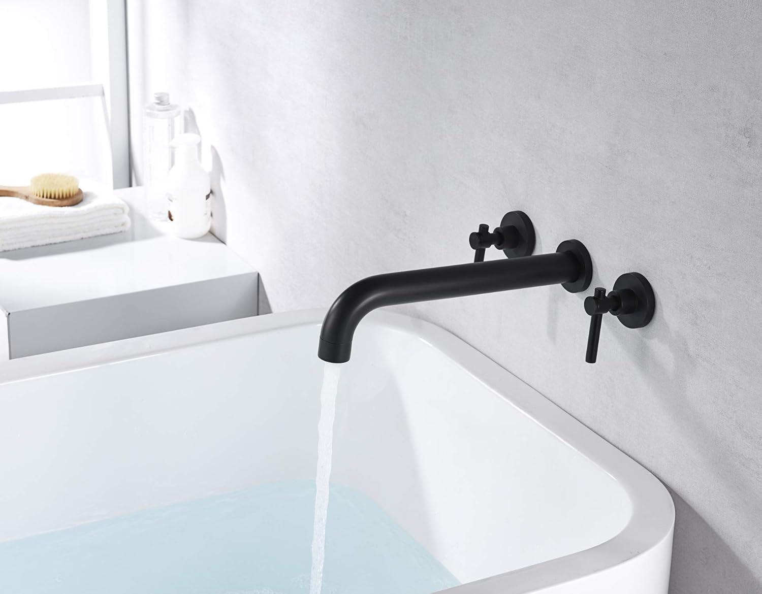 High Flow Rate Extra Long Spout Double Handle Wall Mounted