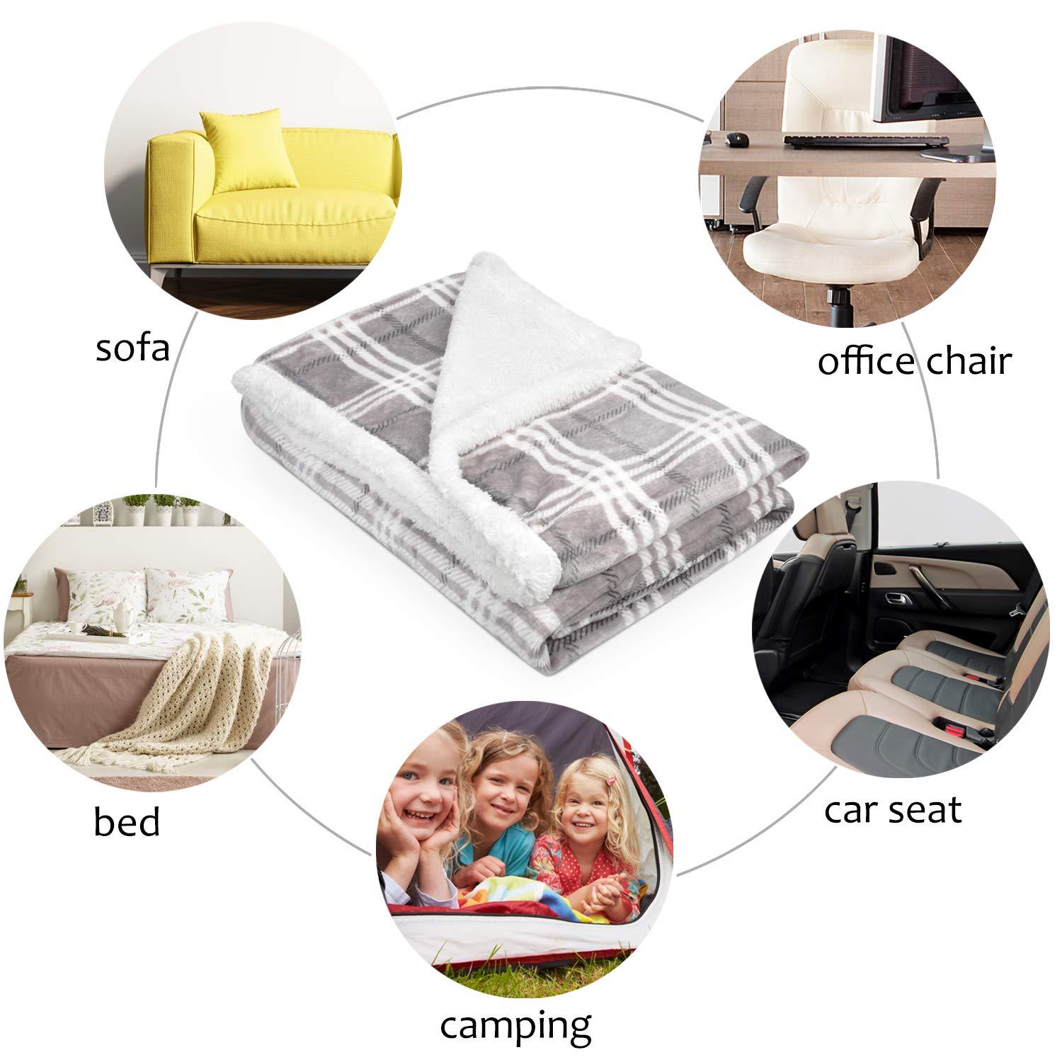 Catalonia Plaid Sherpa Throw Blanket, Holiday Throws for Couch Sofa Cabin Decro, Christmas Blanket