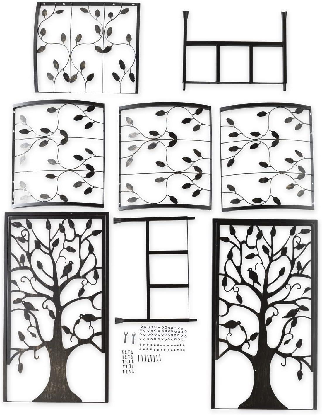 Plow & Hearth - Wide Arch Metal Garden Arbor with Tree of Life Design