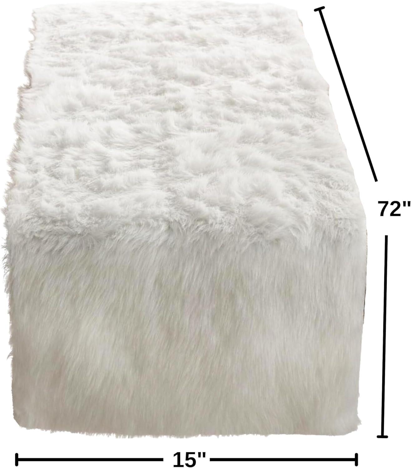 72"x15" Faux Fur Table Runner White - Saro Lifestyle