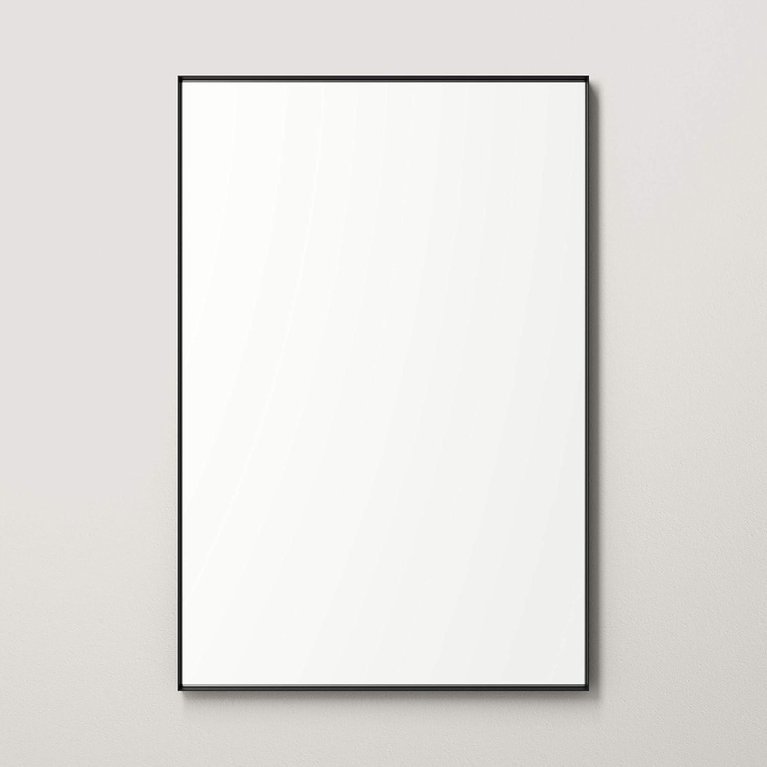 Better Bevel 20" x 30" Black Metal Framed Mirror | Rectangle Bathroom Wall Mirror | Square Corner