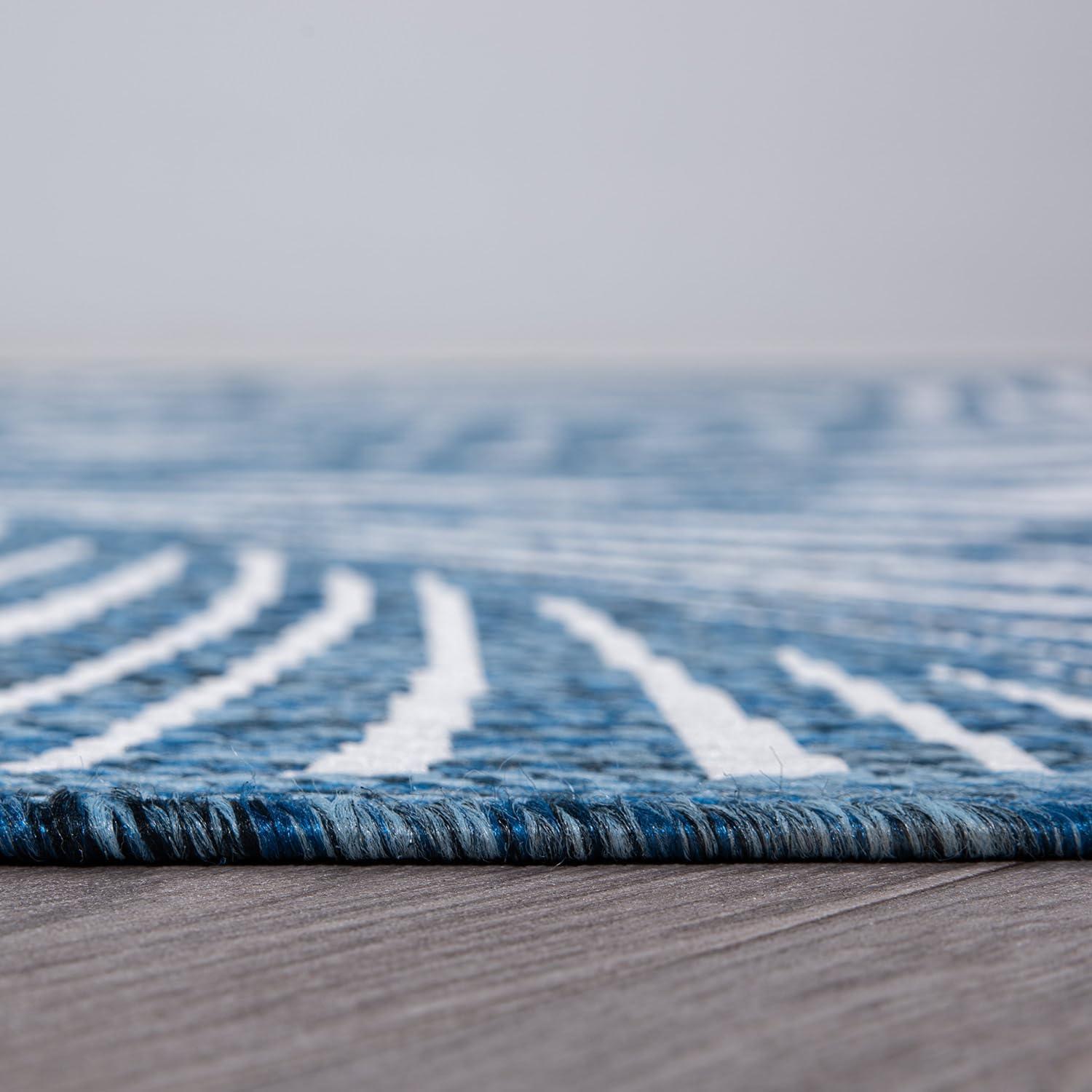 World Rug Gallery Contemporary Palm Leaf Textured Flat Weave Indoor/Outdoor Area Rug - NAVY 2'x3'