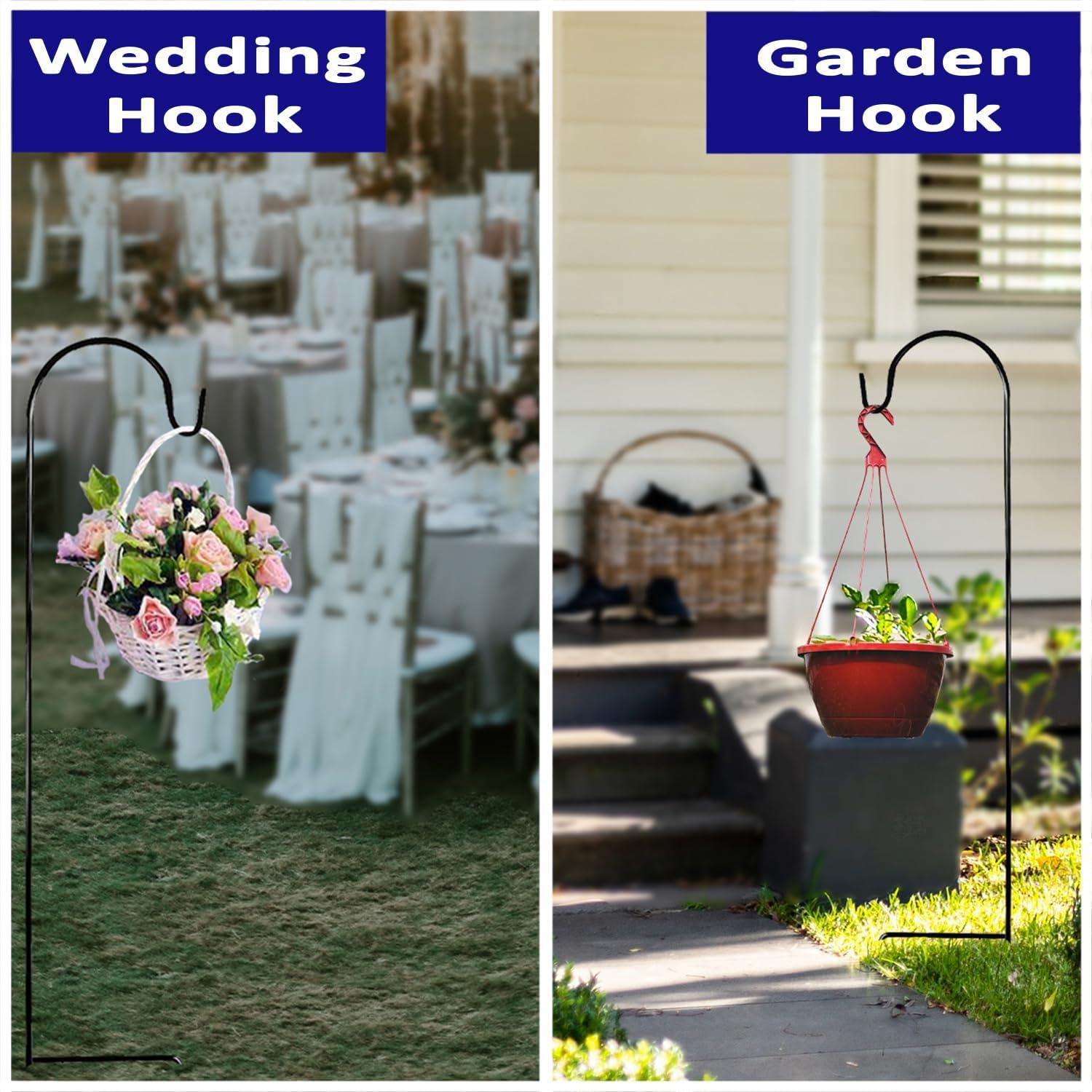 Black Metal 35-Inch Shepherd's Hooks for Garden Decor