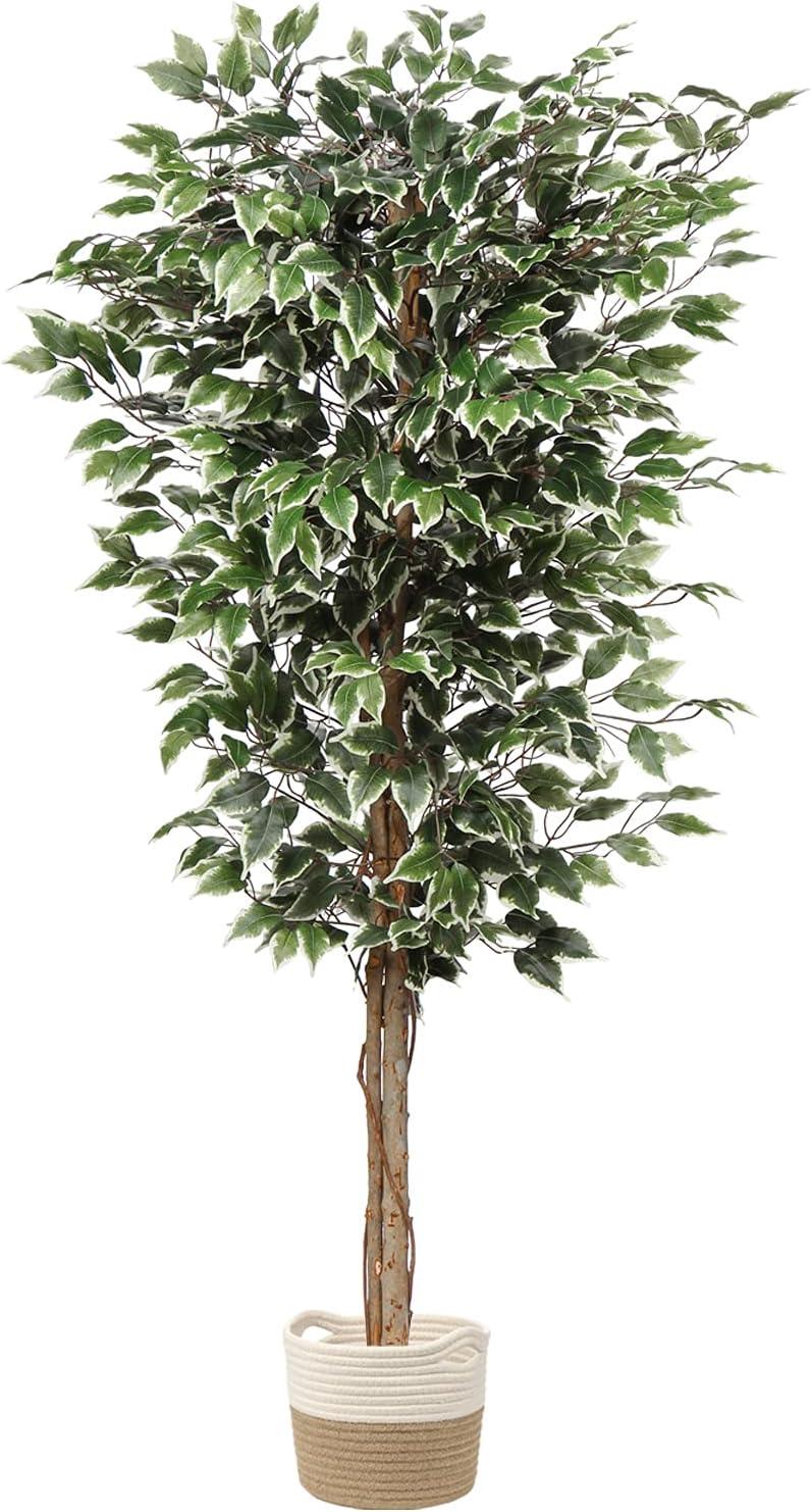 Artificial Fiddle Leaf Fig Tree 5FT, Faux Fiddle Leaf Fig Tree with Tall White Planter