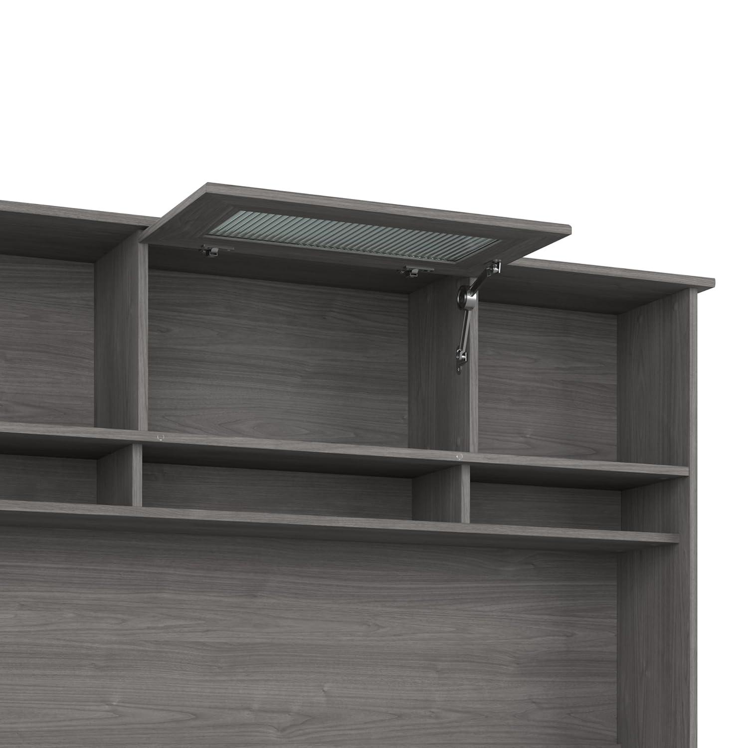 Cabot 60W L Shaped Desk with Hutch and Drawers in Modern Gray - Engineered Wood