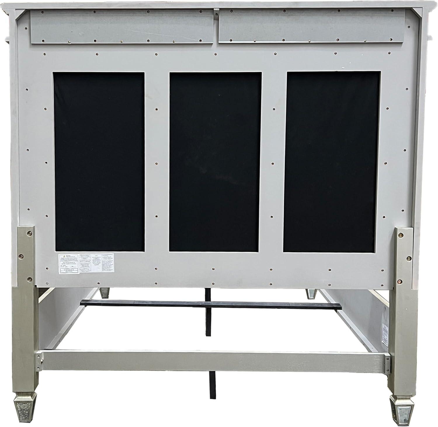 90" Queen Bed Varian Bed Gray Velvet and Mirrored - Acme Furniture