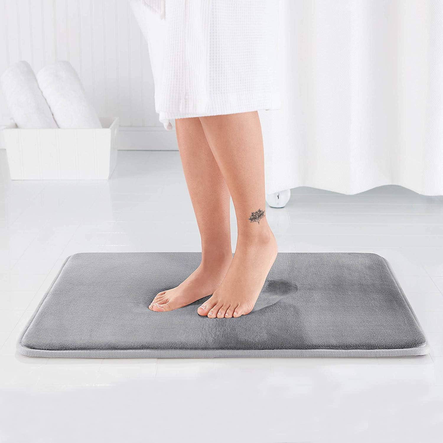 WPM'S Incredibly Soft and Absorbent Memory Foam Bath Mat, 17 By 24-inch (Grey)