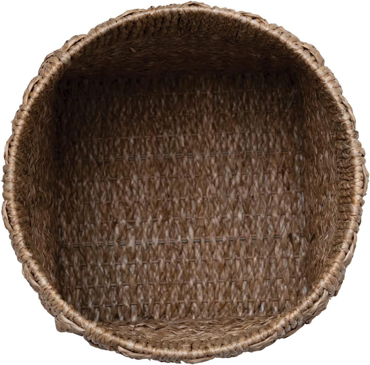 Hand-Woven Natural Seagrass Round Storage Basket