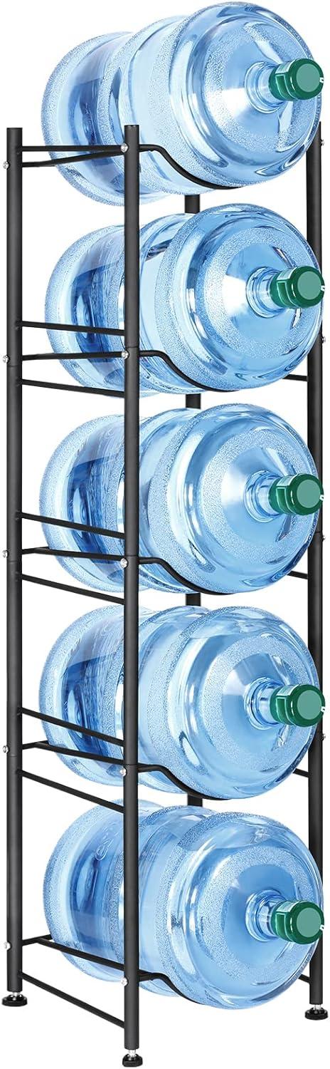 Black Steel 5-Tier Water Jug Storage Rack