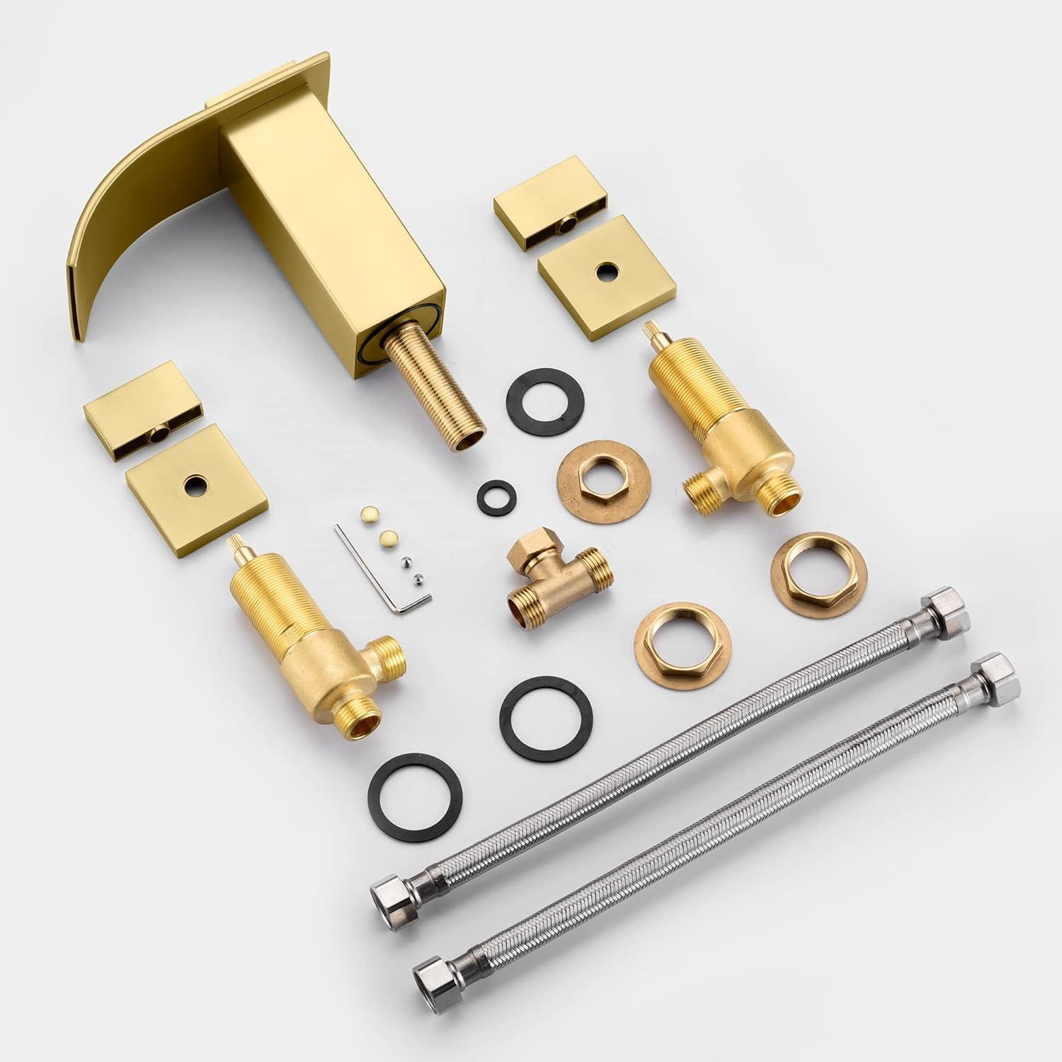 Brushed Gold 8-Inch Widespread Double Handle Bathroom Faucet