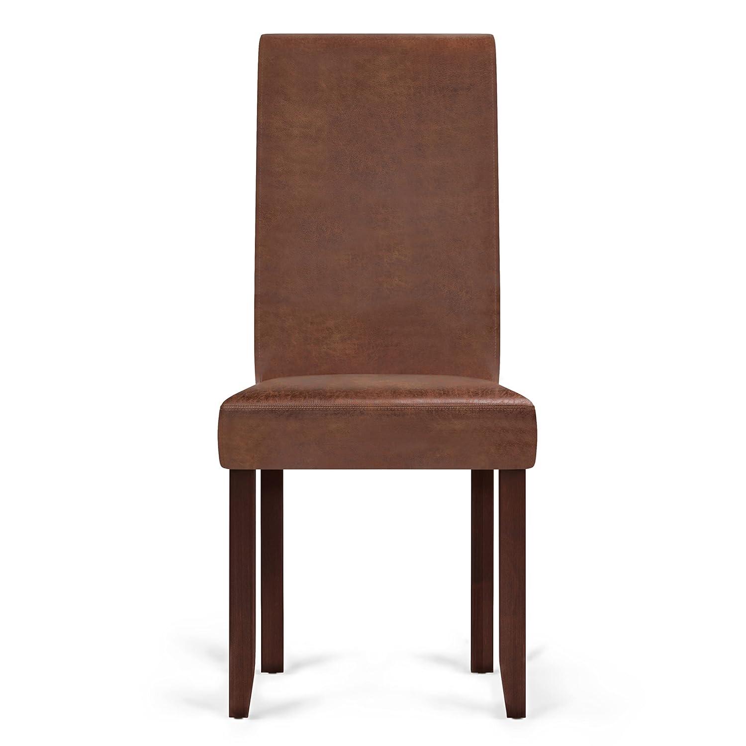 Simpli Home Upholstered Parson Dining Chair with Tufted Backrest and Solid Wood Frame
