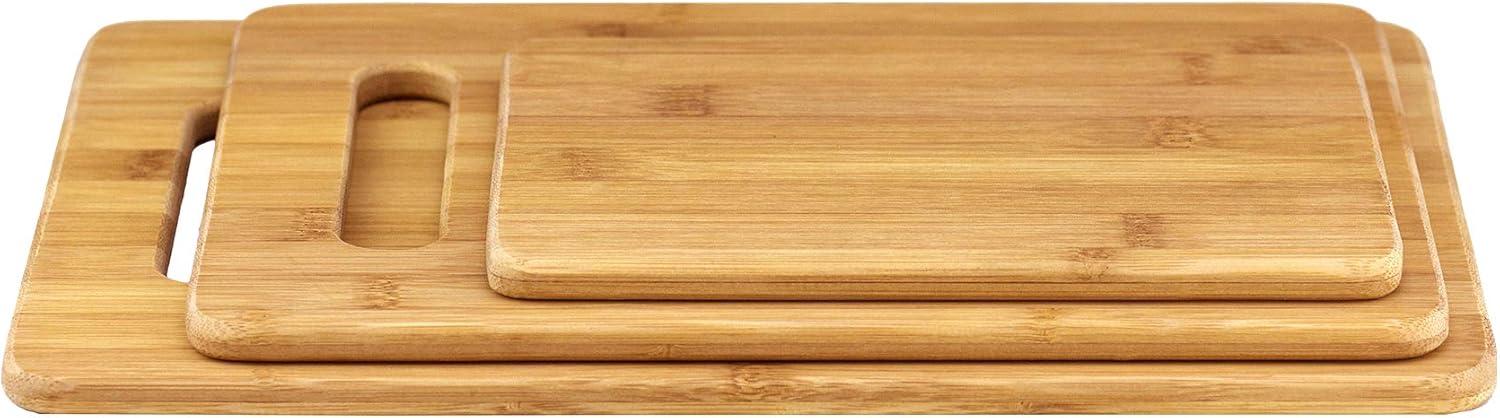 Bamboo Rectangular Cutting Board Set with Handles, 3-Piece