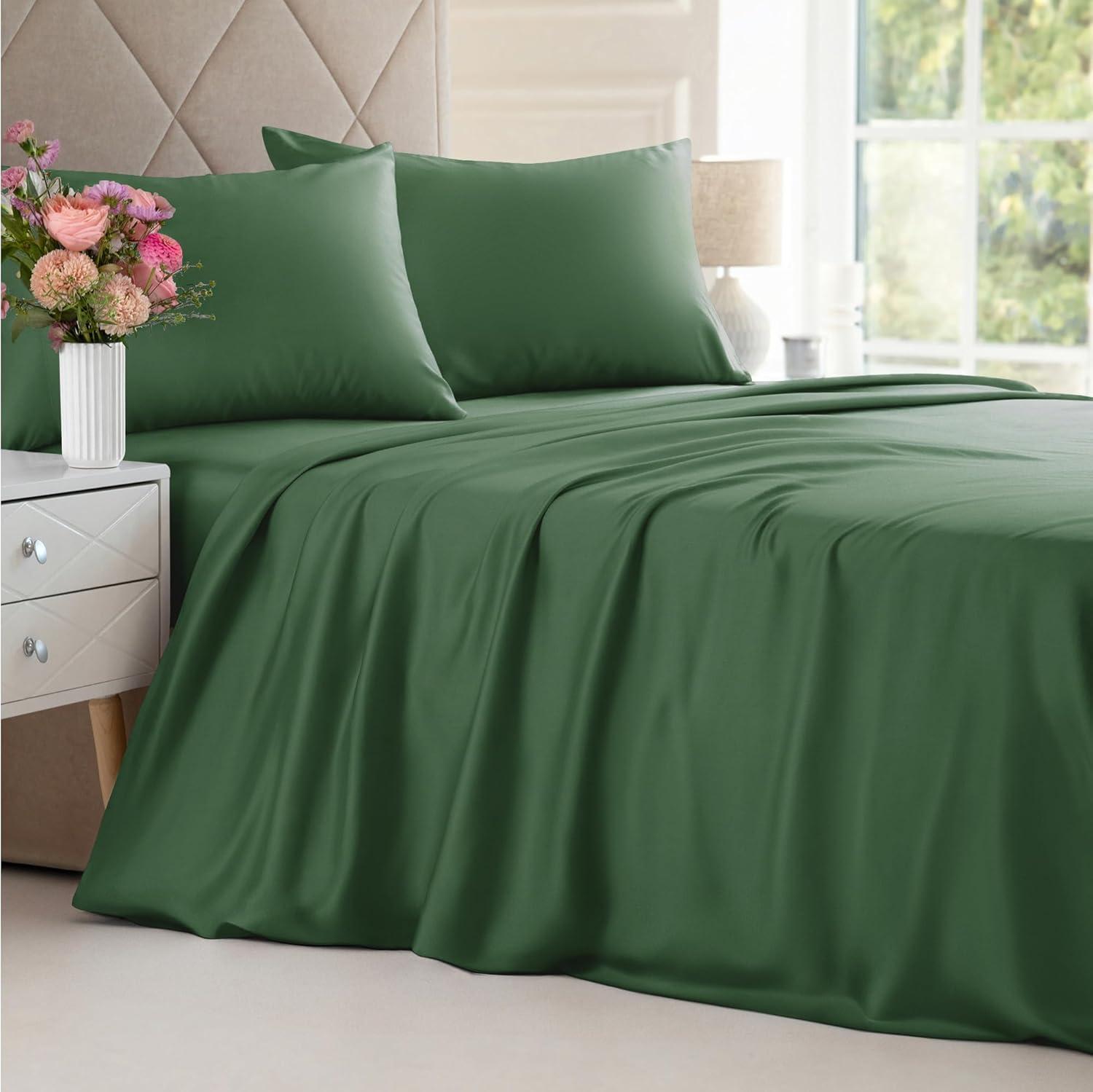 CGK Linens Premium Rayon From Bamboo 4 Piece Deep Pocket Ultra Soft & Cooling Sheet Set