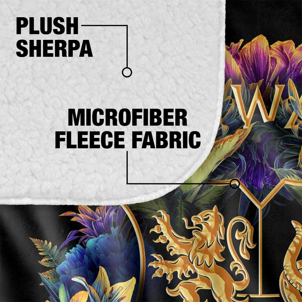 Harry Potter Hogwarts Multi-Colored Floral Crest Officially Licensed Silky Touch Super Soft Throw Blanket 50" x 60"