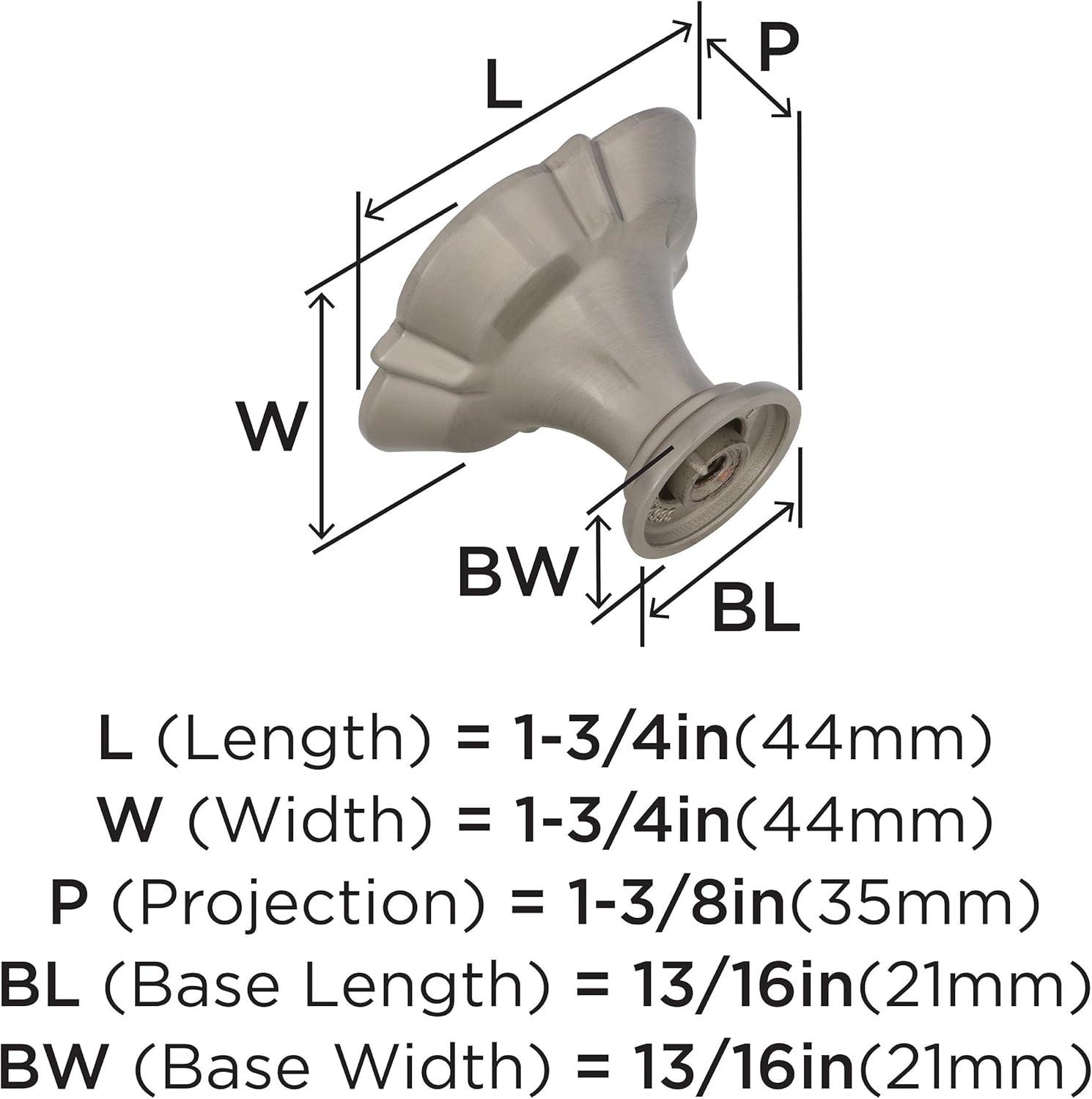 Satin Nickel Square Cabinet Knob with Mounting Hardware