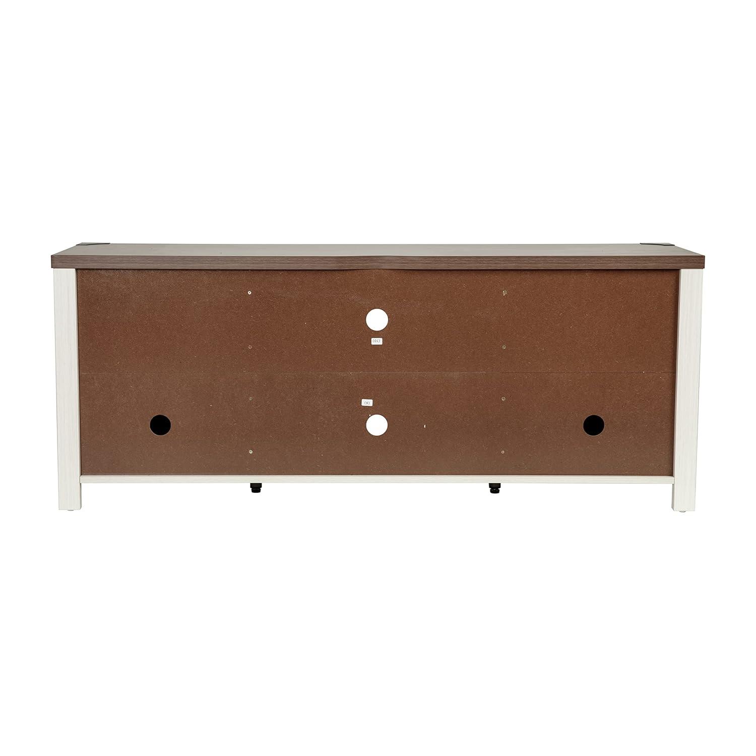 Emma + Oliver Barn Door Style TV Stand for up to 65" TV's - White Wash with Walnut Top Entertainment Center - 59" Media Console with Adjustable Middle Shelf